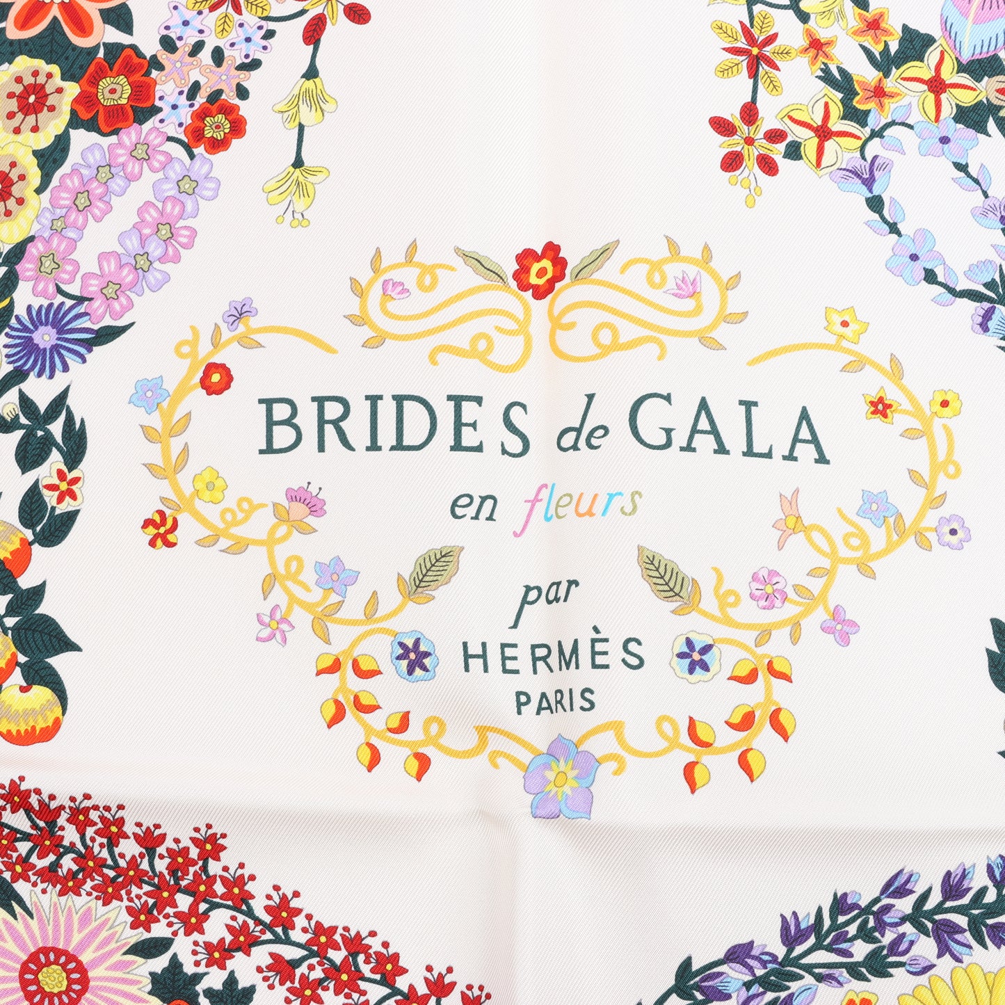 Hermès Carré 90 Seidenschal „BRIDES DE GALA EN FLEUR“.