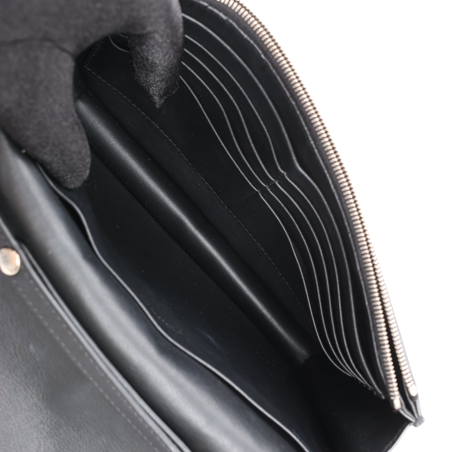 Celine Frame Abend-Schultertasche aus Leder mit Kette in Schwarz × Weiß