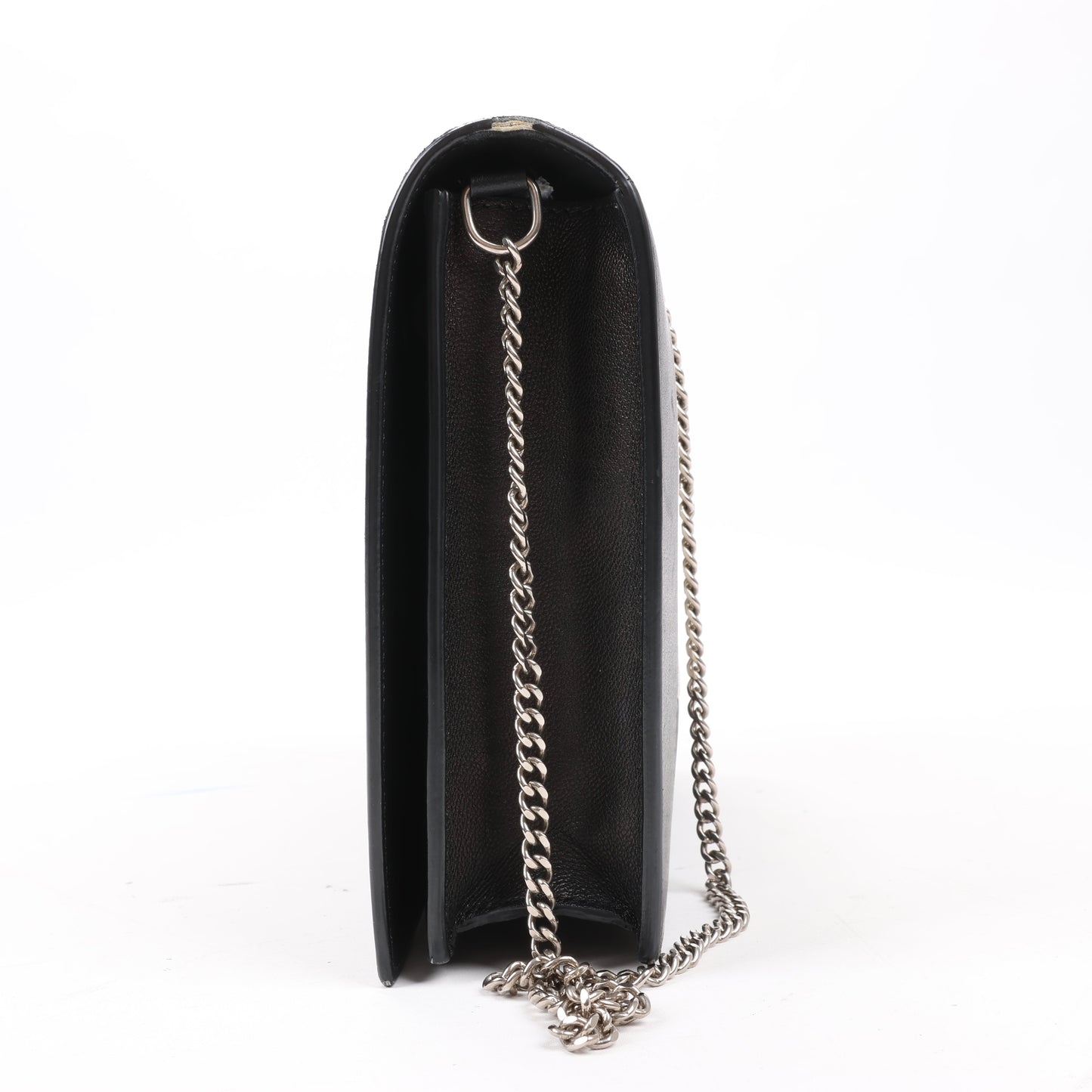 Celine Frame Abend-Schultertasche aus Leder mit Kette in Schwarz × Weiß