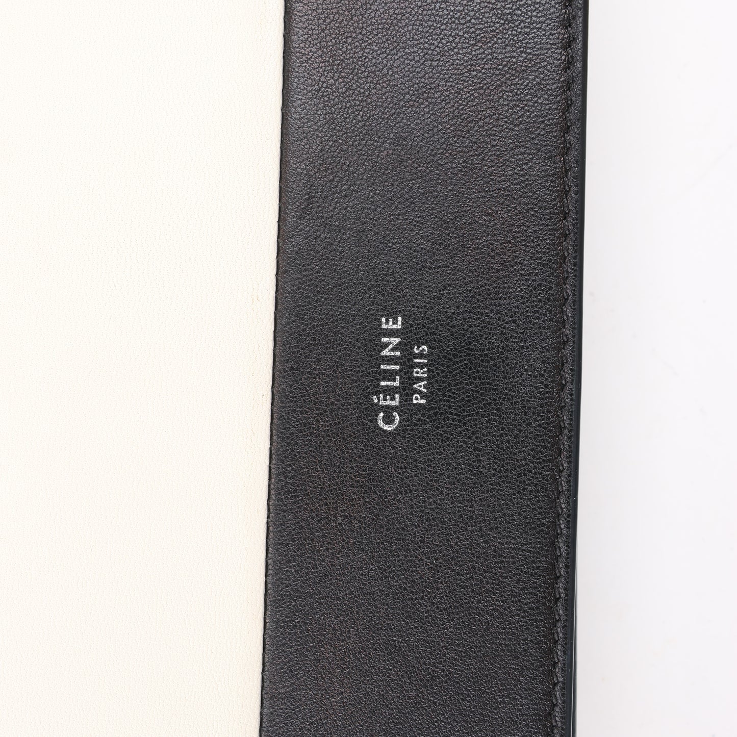 Celine Frame Abend-Schultertasche aus Leder mit Kette in Schwarz × Weiß