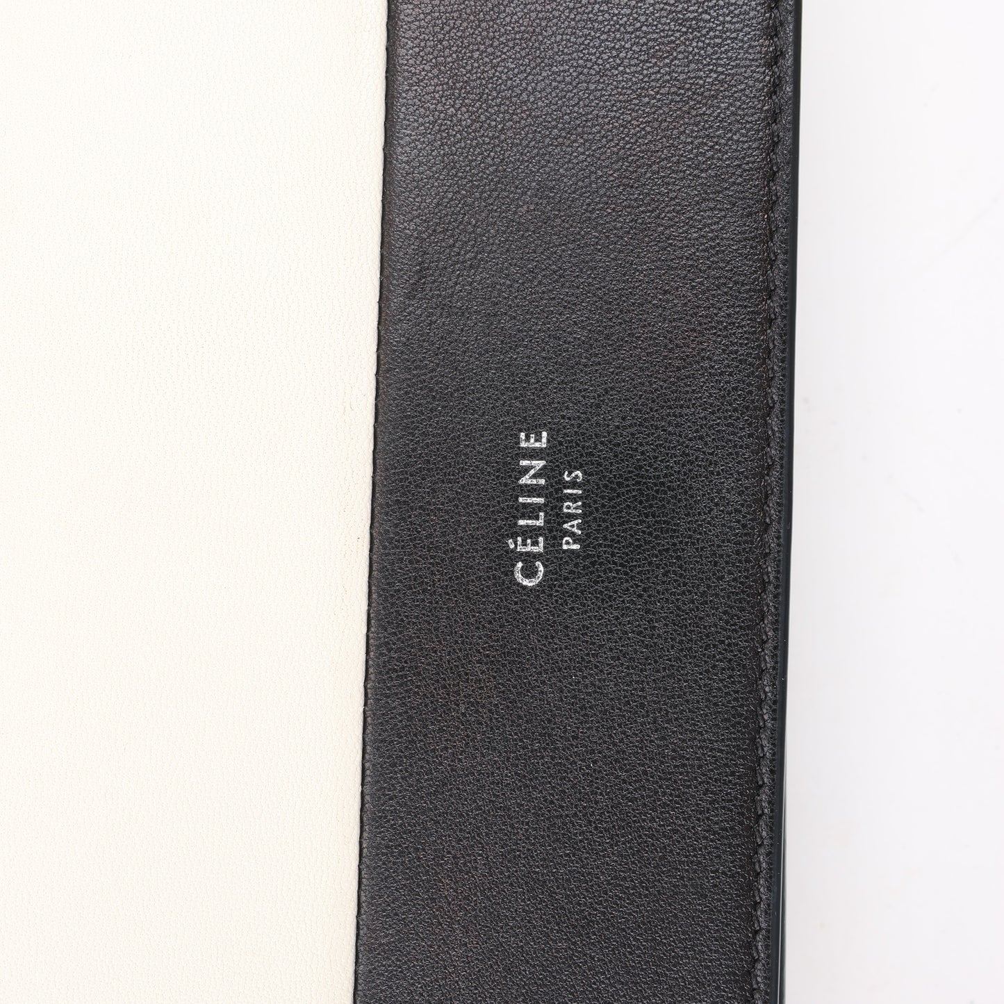 Celine Frame Abend-Schultertasche aus Leder mit Kette in Schwarz × Weiß