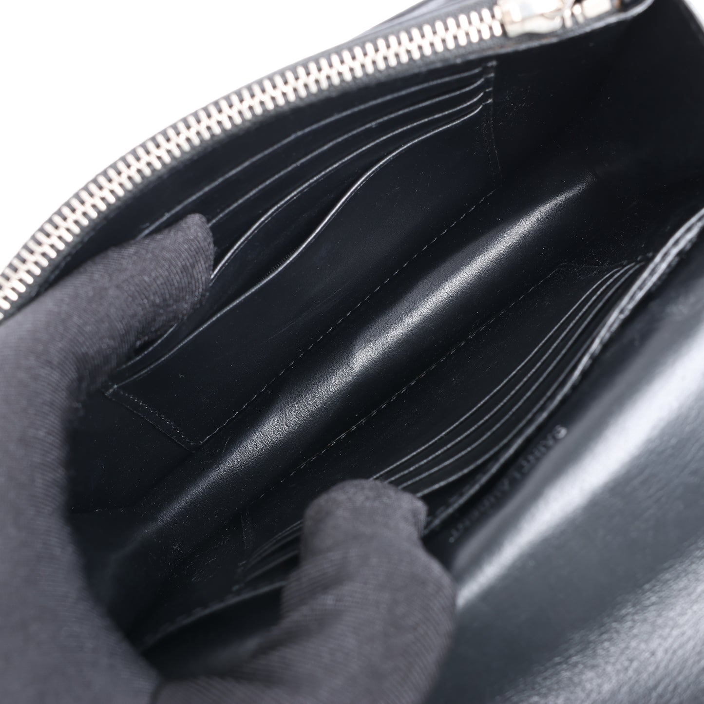 Saint Laurent Paris Sunset Mock Croc Shoulder Bag in Black