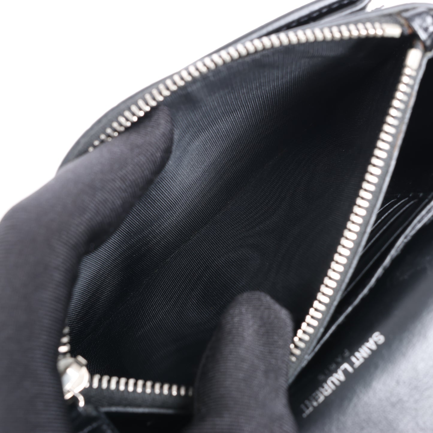 Saint Laurent Paris Sunset Mock Croc Shoulder Bag in Black