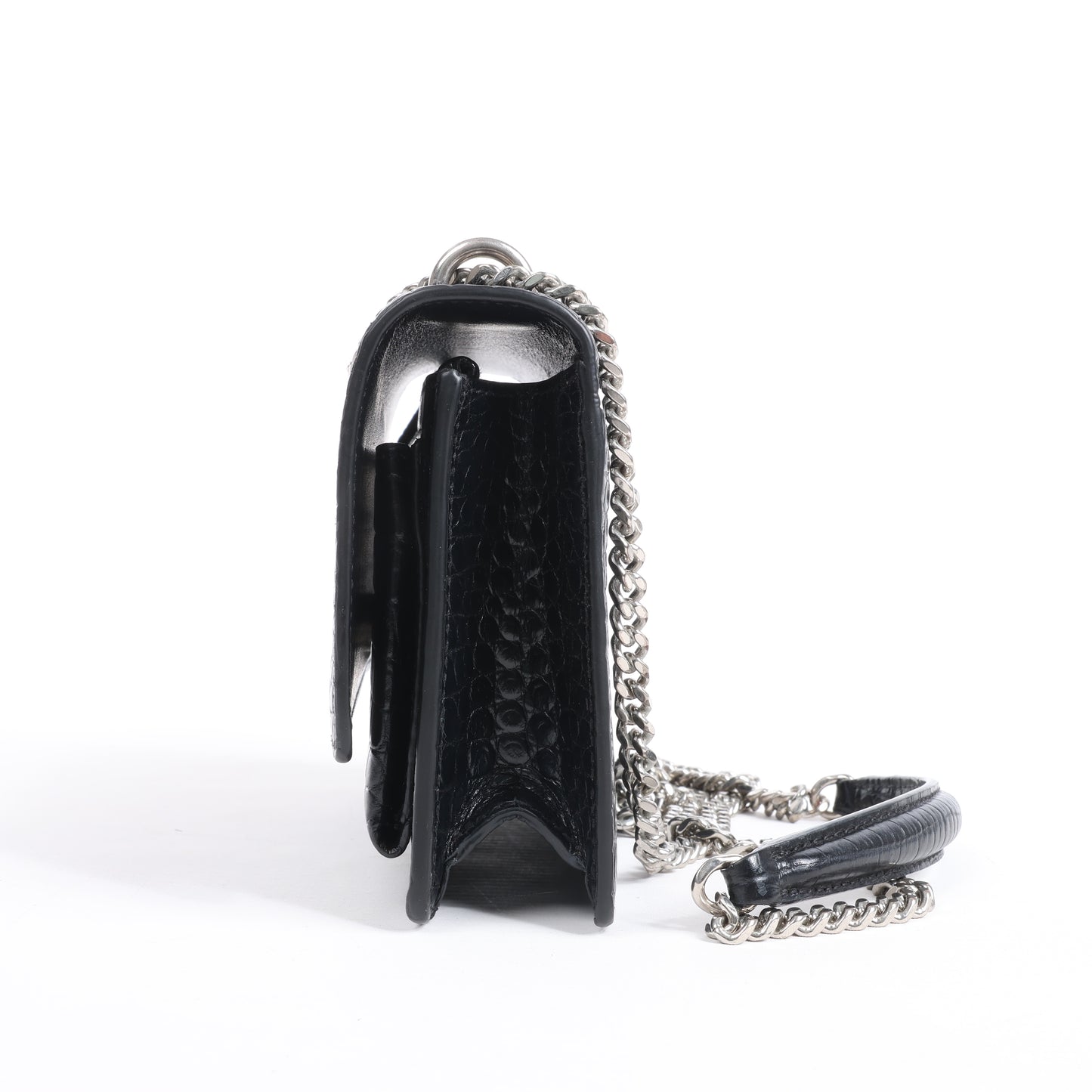Saint Laurent Paris Sunset Mock Croc Shoulder Bag in Black
