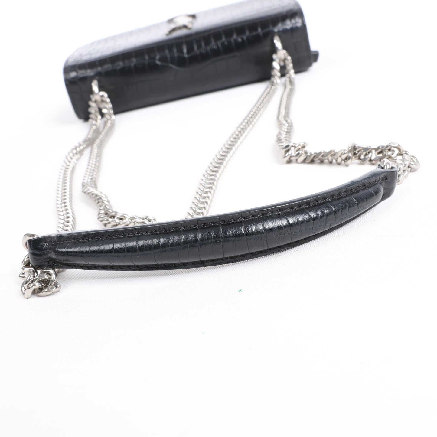 Saint Laurent Paris Sunset Mock Croc Shoulder Bag in Black