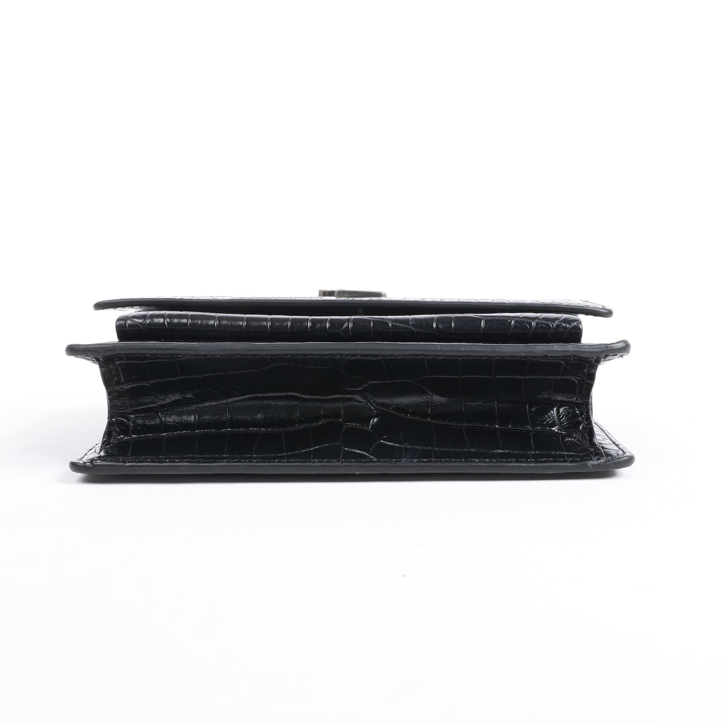 Saint Laurent Paris Sunset Mock Croc Shoulder Bag in Black