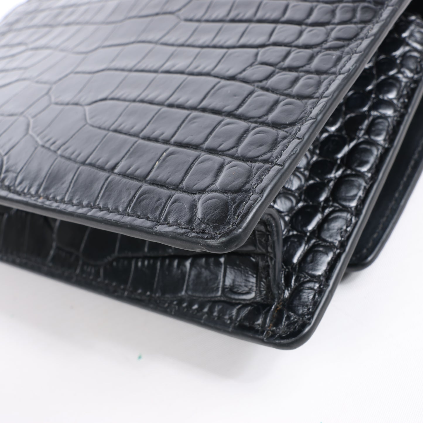 Saint Laurent Paris Sunset Mock Croc Shoulder Bag in Black