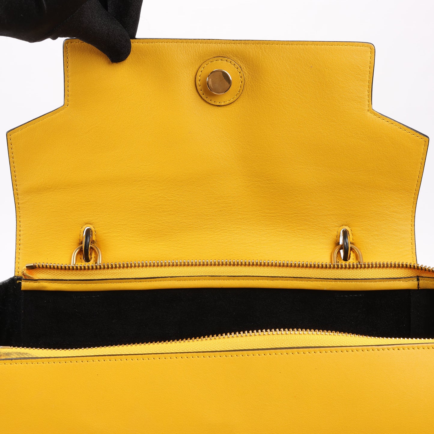 CELINE – 2-Wege-Handtasche aus glattem Kalbsleder in Gelb