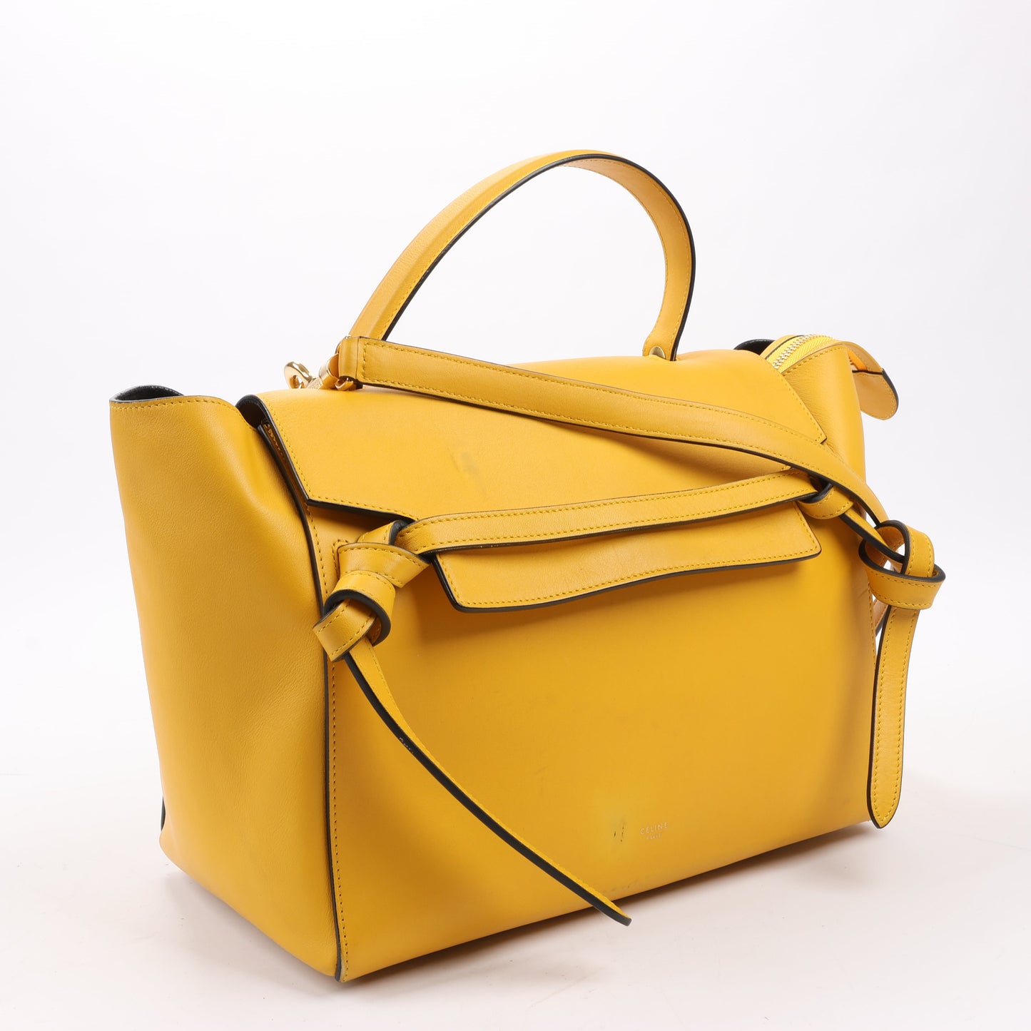 CELINE – 2-Wege-Handtasche aus glattem Kalbsleder in Gelb