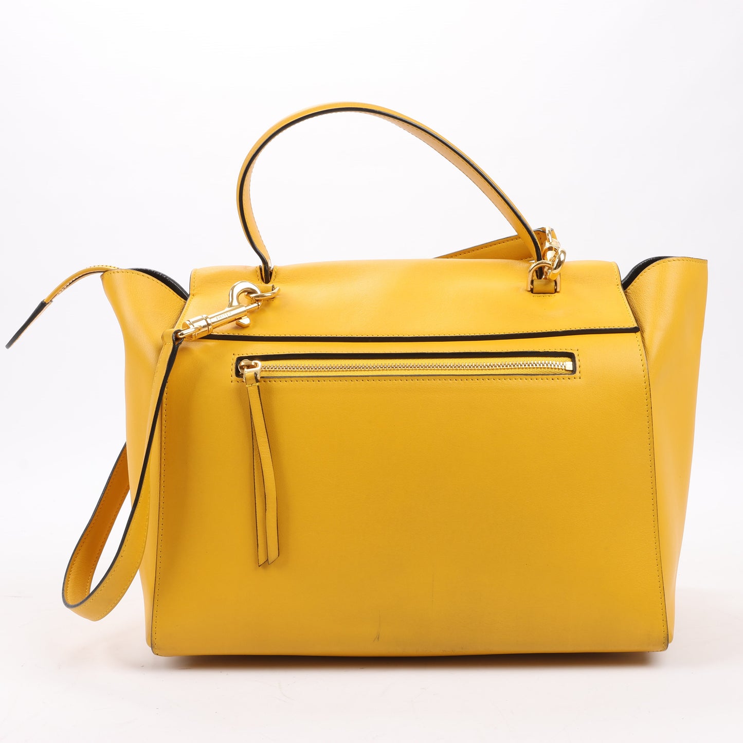 CELINE – 2-Wege-Handtasche aus glattem Kalbsleder in Gelb