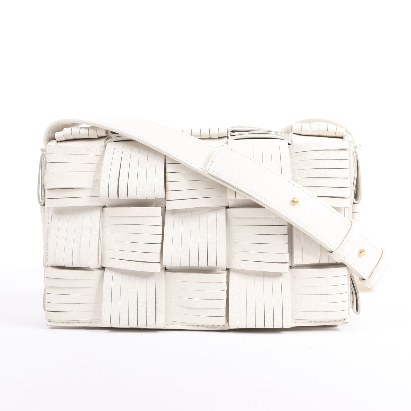Bottega Veneta Maxi Intrecciato Kassetten-Umhängetasche aus Leder in Weiß