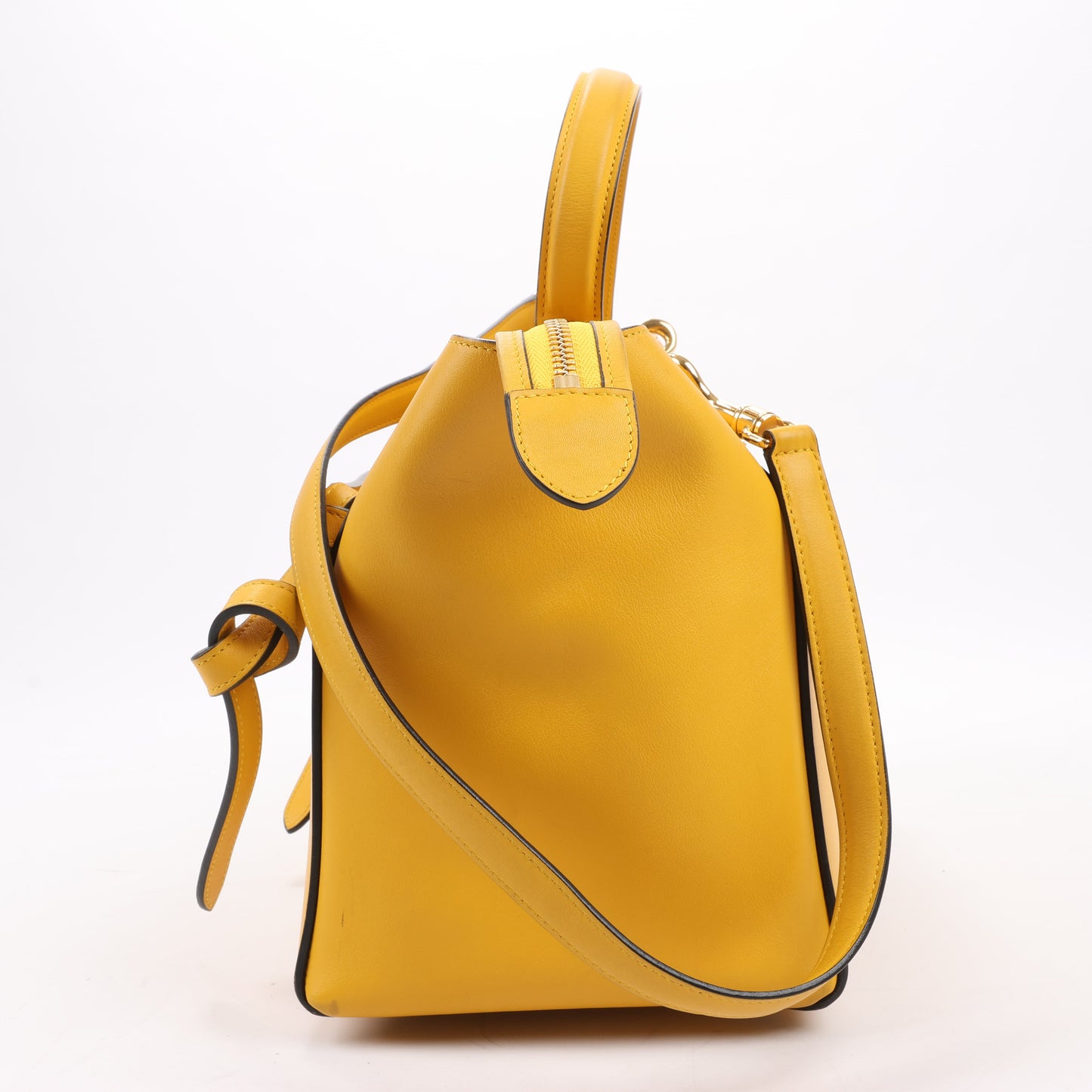 CELINE – 2-Wege-Handtasche aus glattem Kalbsleder in Gelb