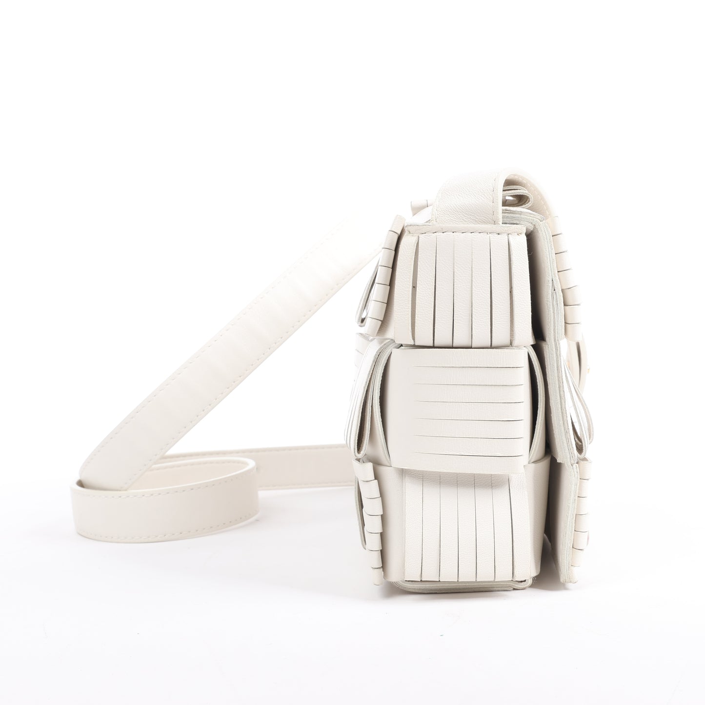 Bottega Veneta Maxi Intrecciato Kassetten-Umhängetasche aus Leder in Weiß