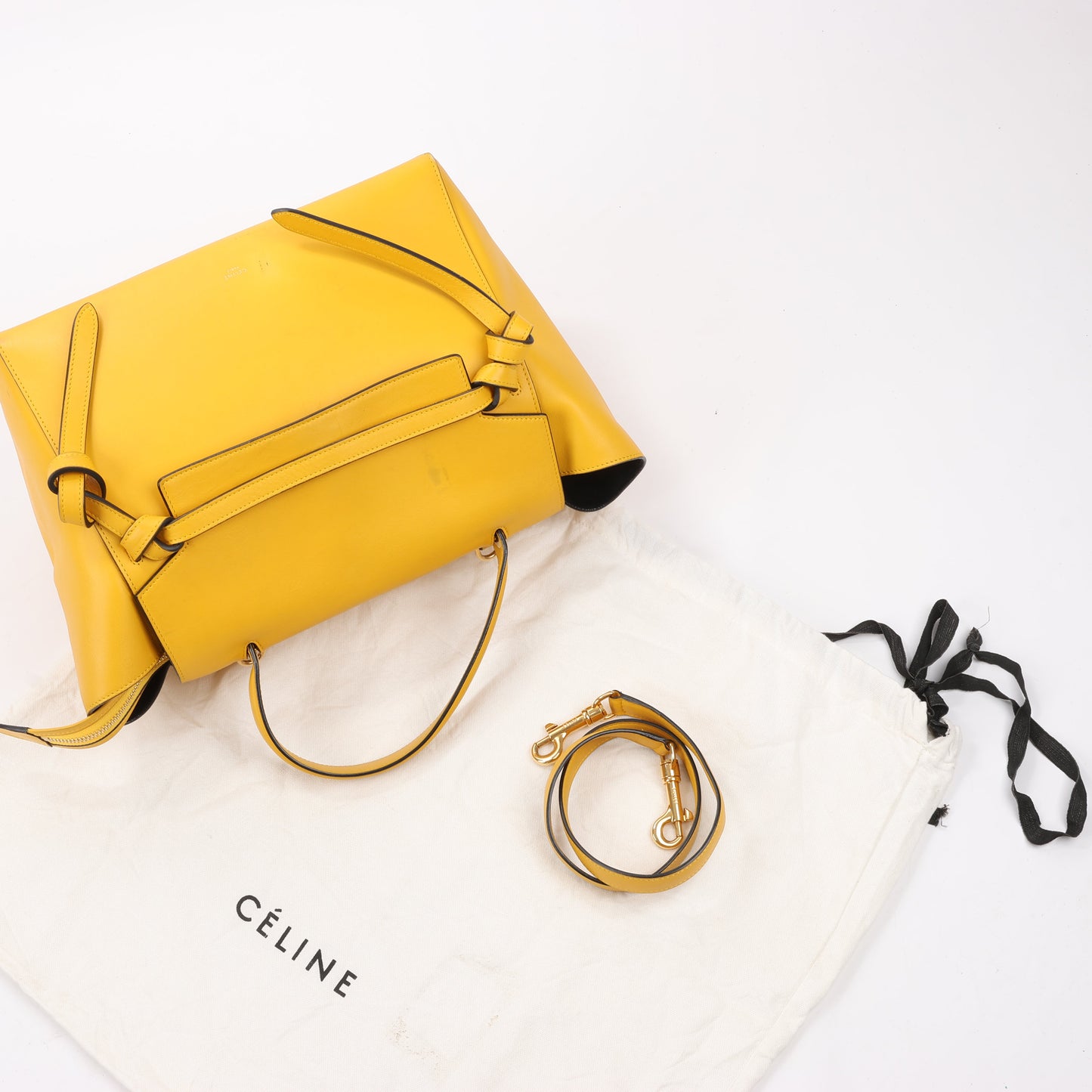 CELINE – 2-Wege-Handtasche aus glattem Kalbsleder in Gelb