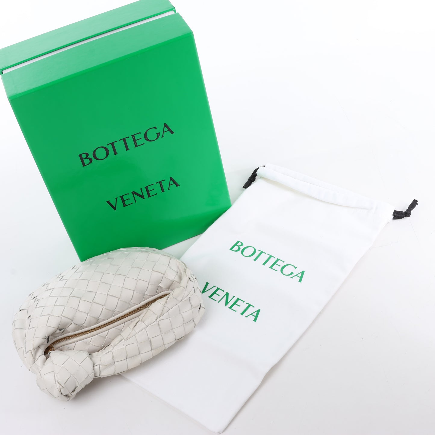 Bottega Veneta Intrecciato Mini Jodie Lederhandtasche in Weiß