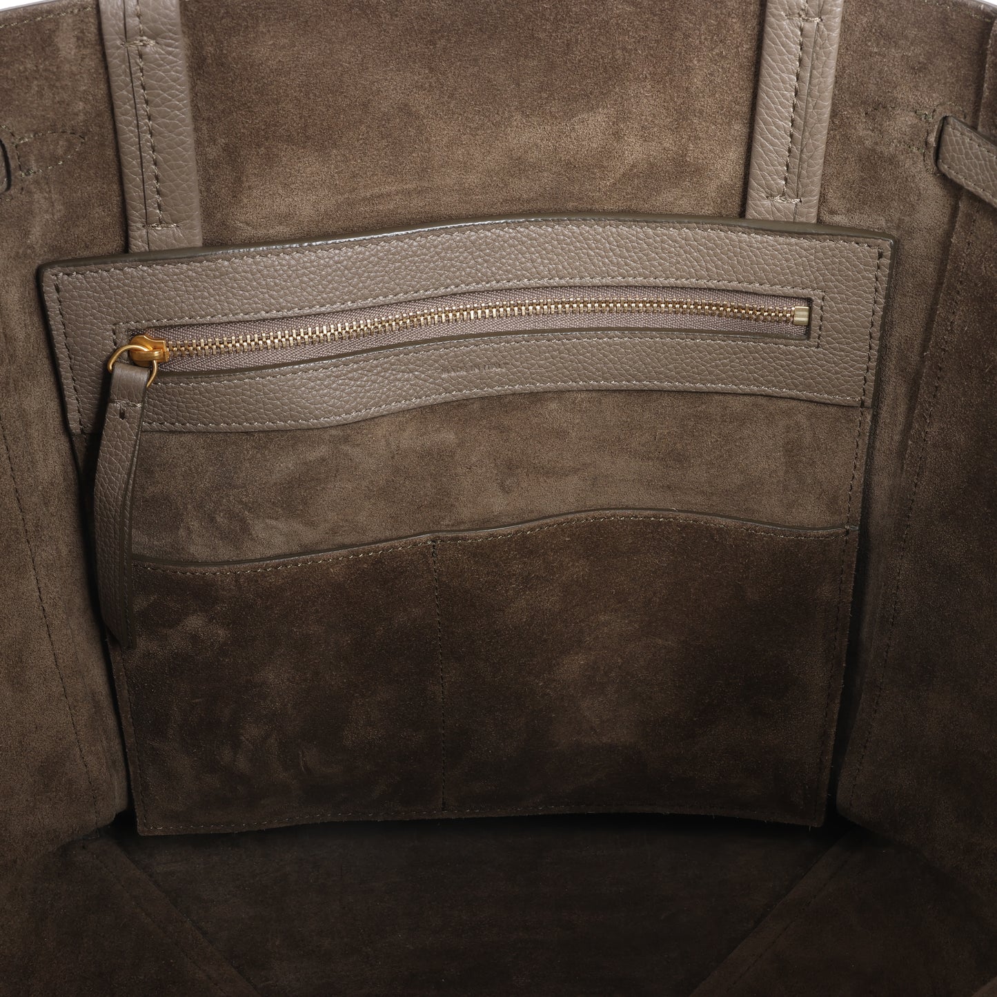 Celine Cabas Phantom Small Leather Shoulder Bag in Taupe