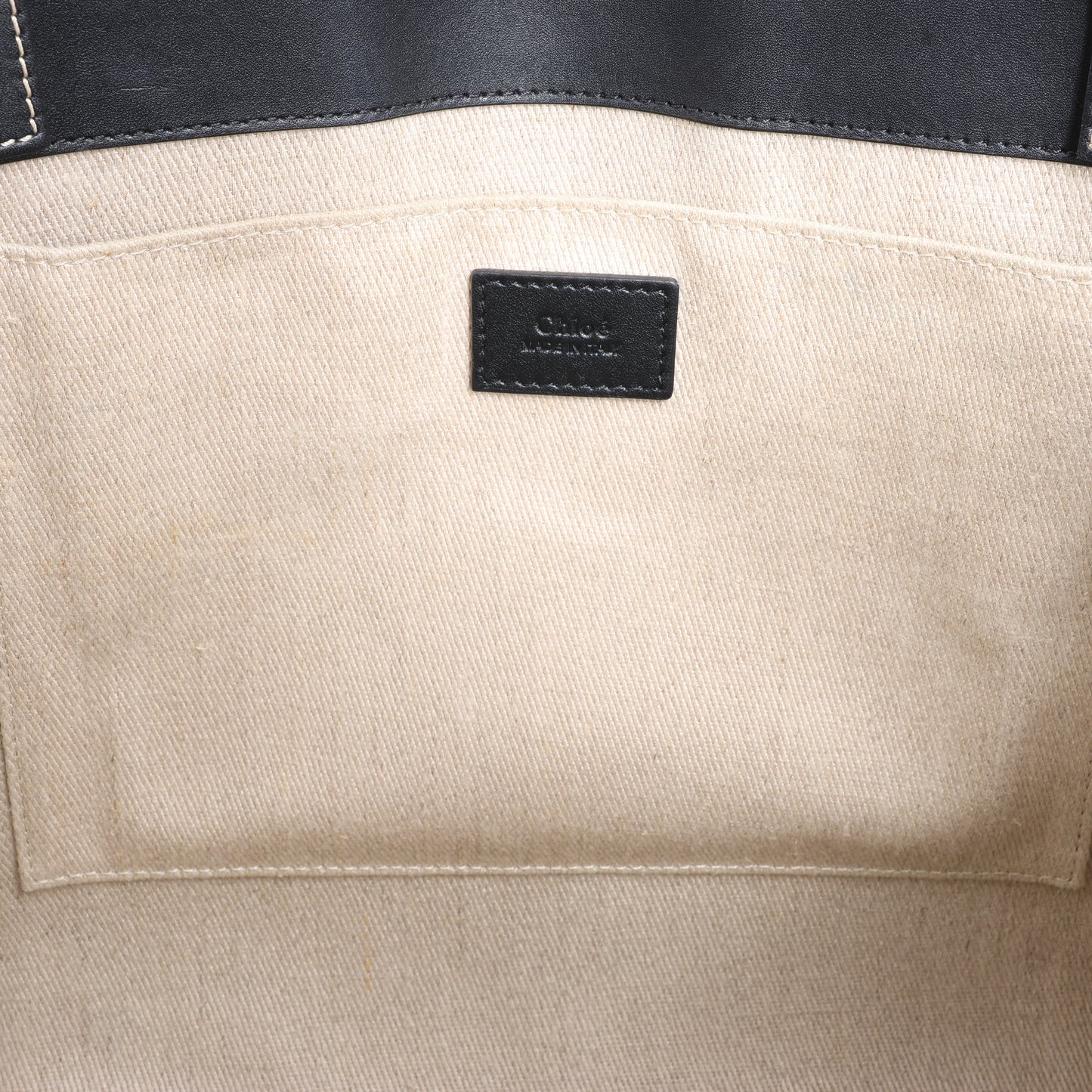 Chloe Woody Medium Leder-Einkaufstasche Schwarz