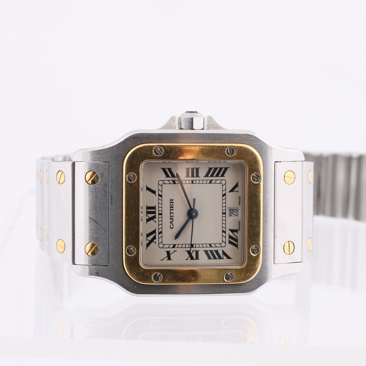 Cartier Santos Galbee W20011C4 1566BB084033 SS×YG QZ Ivory-Face Watch