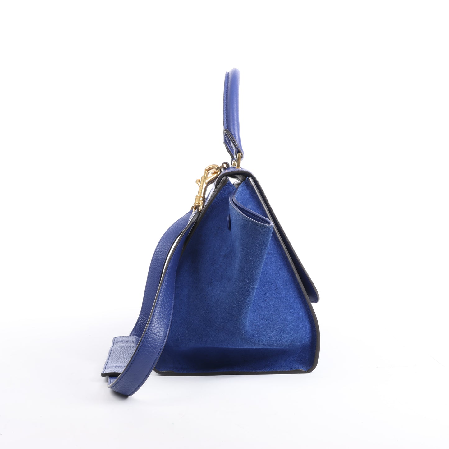 CELINE Trapezleder x Wildleder 2Way Handtasche in Blau