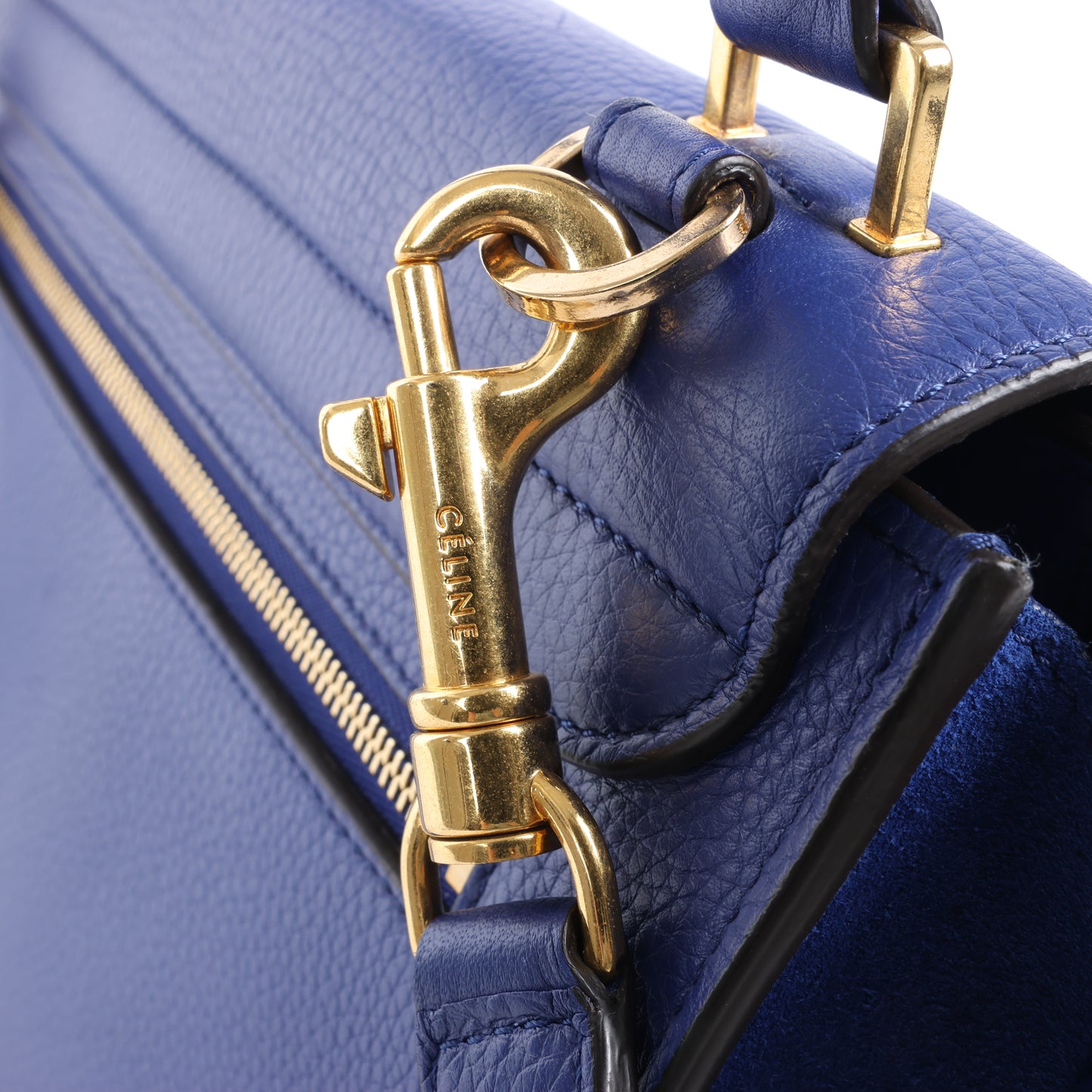 CELINE Trapezleder x Wildleder 2Way Handtasche in Blau