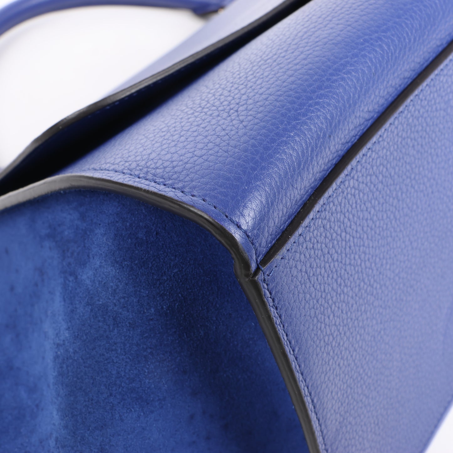 CELINE Trapezleder x Wildleder 2Way Handtasche in Blau