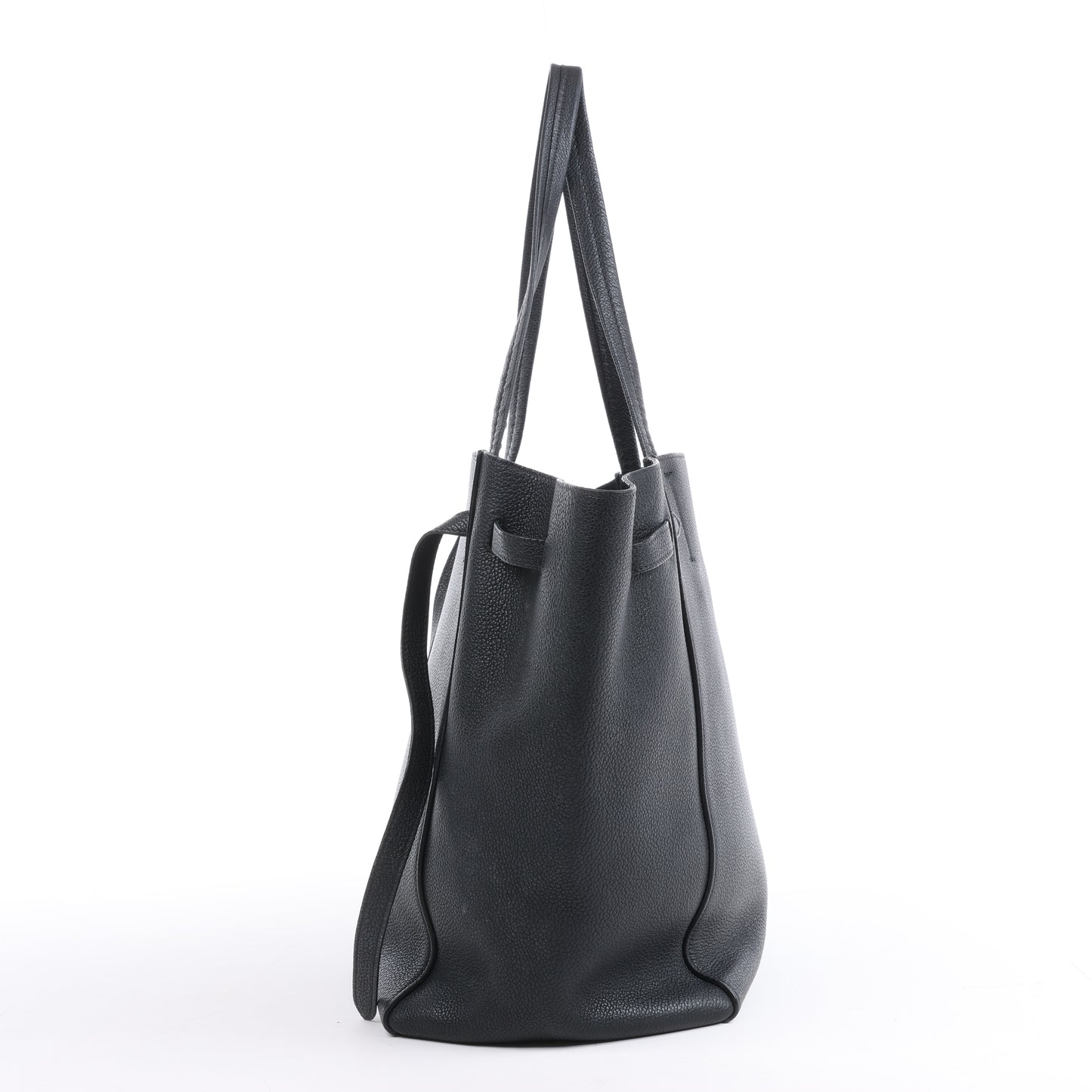 Celine Cabas Phantom, kleine Schultertasche aus schwarzem Leder