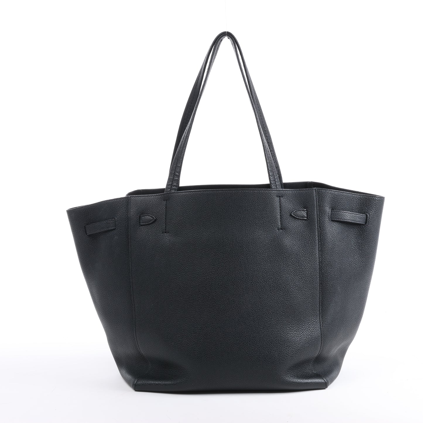 Celine Cabas Phantom, kleine Schultertasche aus schwarzem Leder