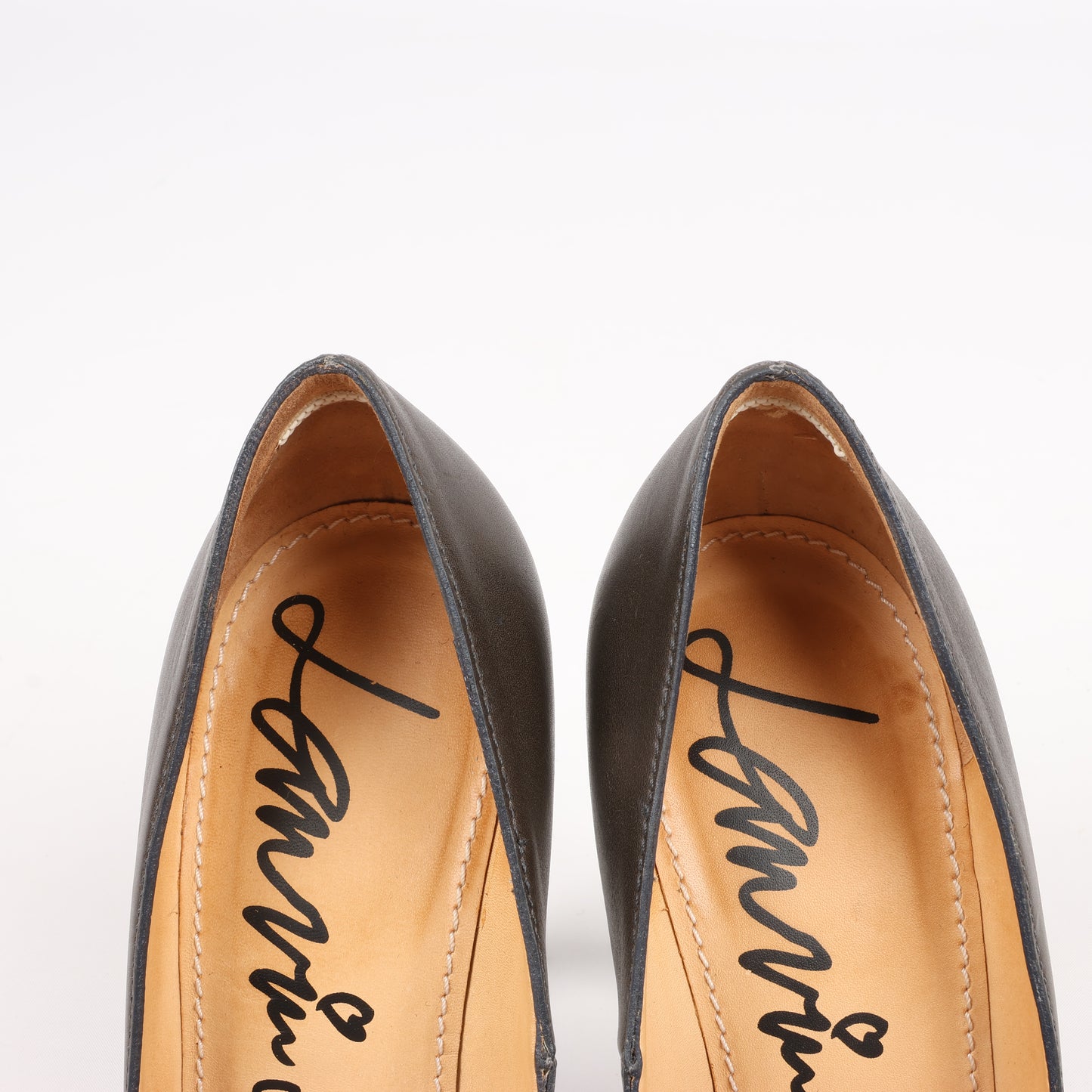 Lanvin Paris Plateau-Pumps aus Leder mit Schmucksteinverzierung in Grau, Größe 37,5