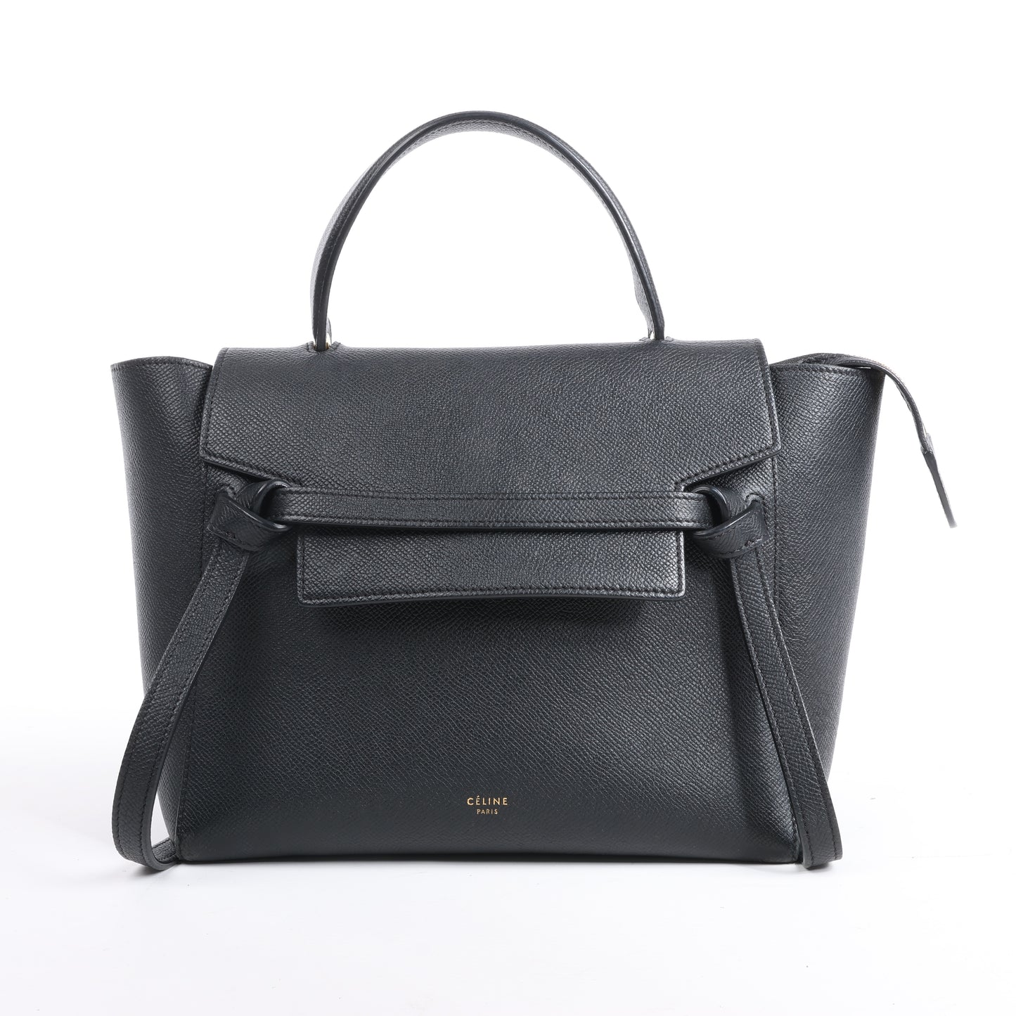 CELINE Gürteltasche aus genarbtem Kalbsleder, Micro 2Way Handtasche in Schwarz