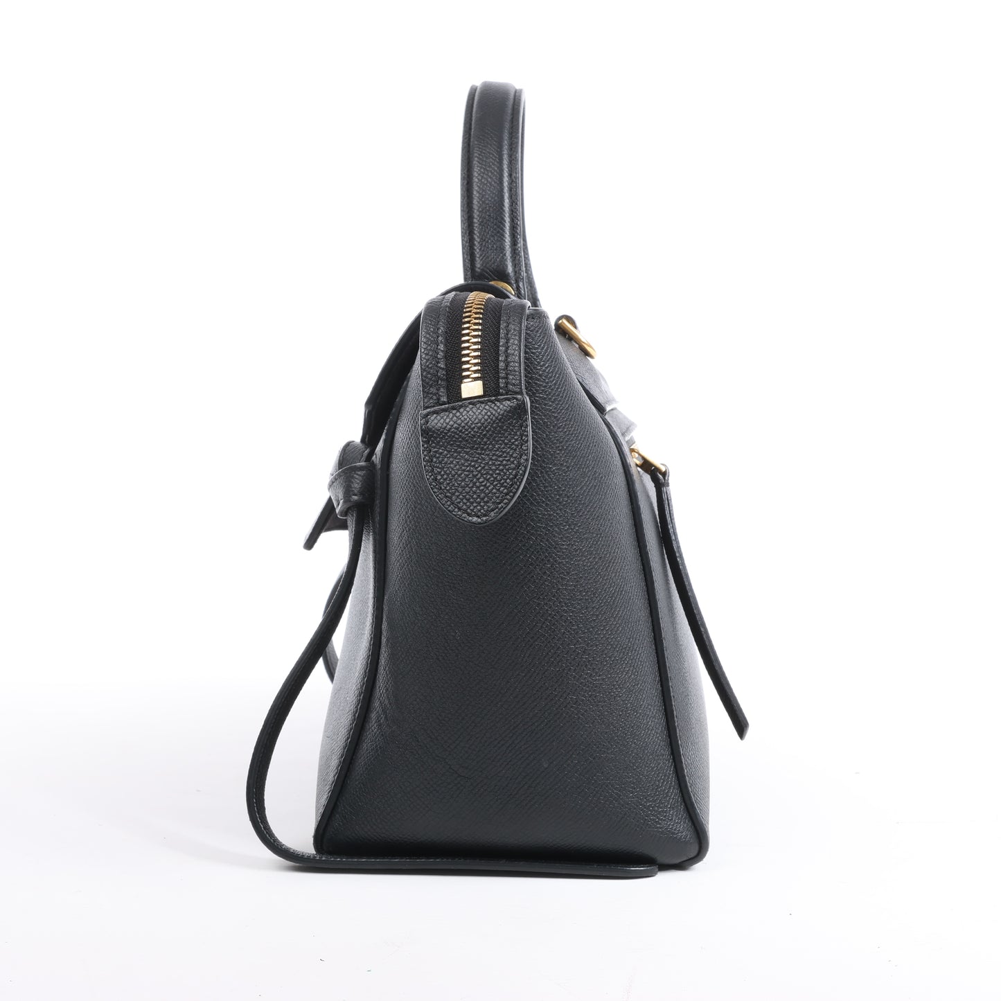 CELINE Gürteltasche aus genarbtem Kalbsleder, Micro 2Way Handtasche in Schwarz