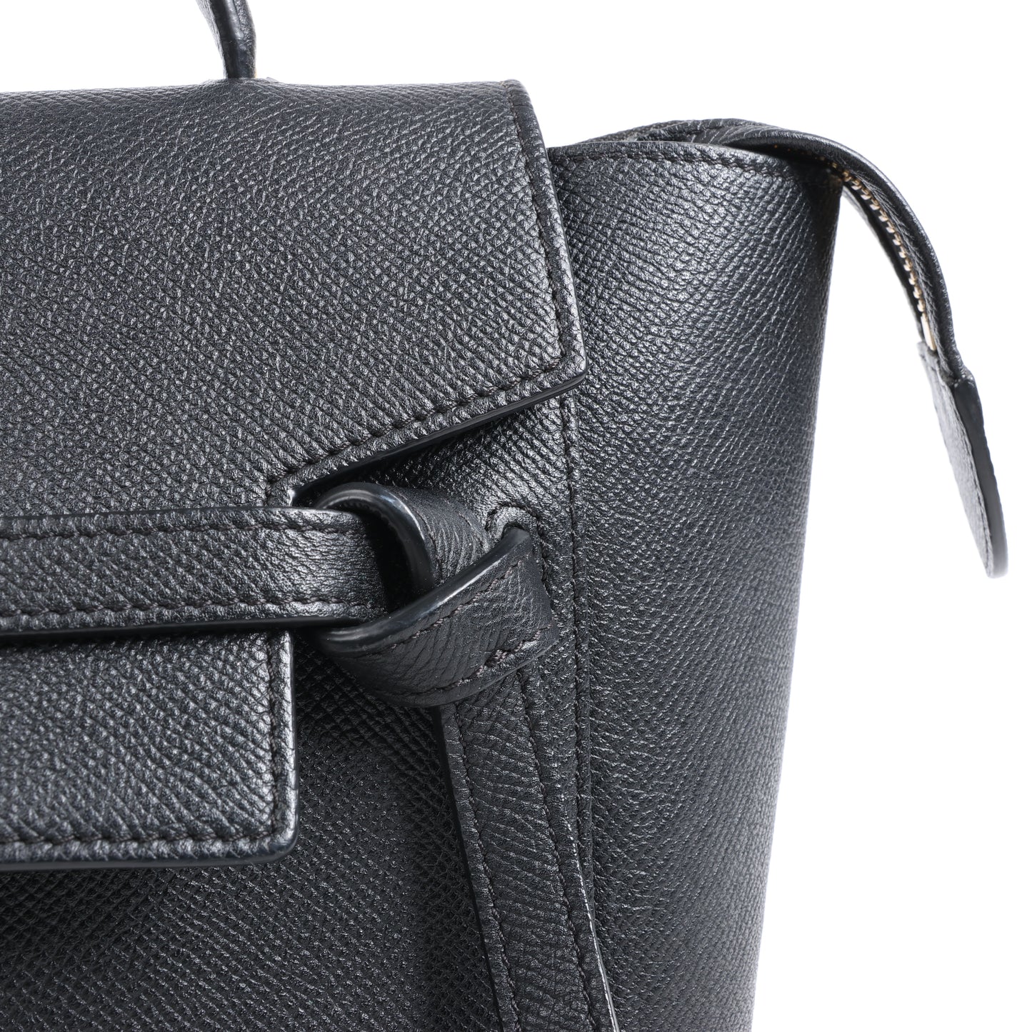 CELINE Gürteltasche aus genarbtem Kalbsleder, Micro 2Way Handtasche in Schwarz