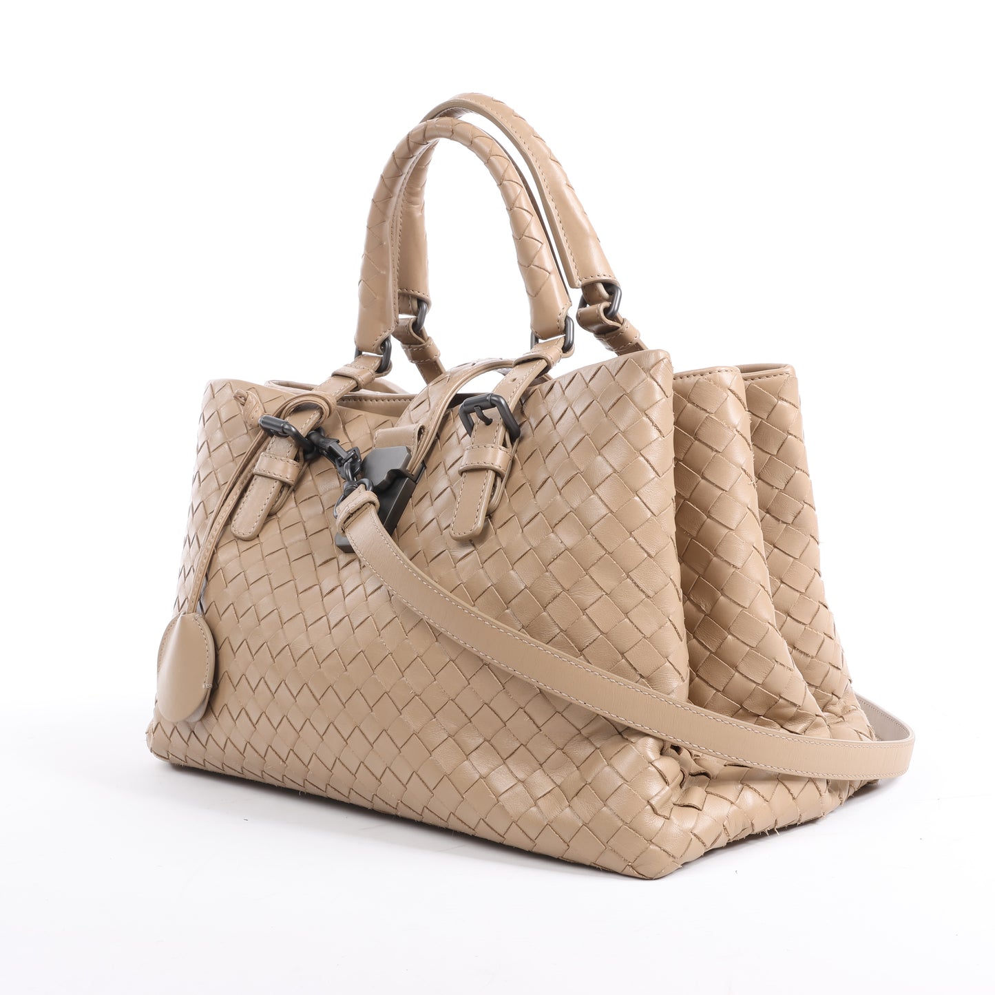 Bottega Veneta Intrecciato Roma Lederhandtasche in Beige