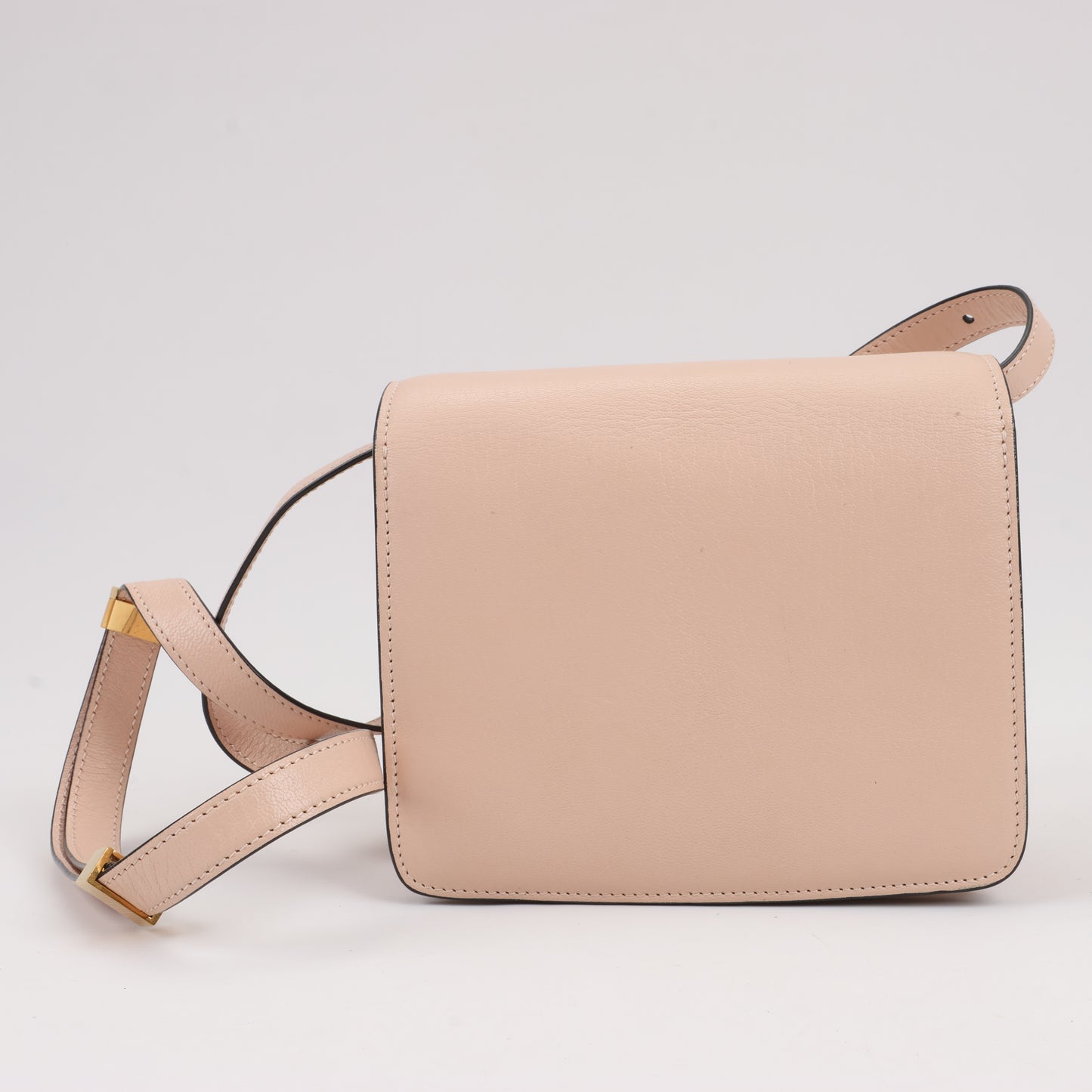 CELINE Classic Box kleine Umhängetasche aus Leder in Puderbeige