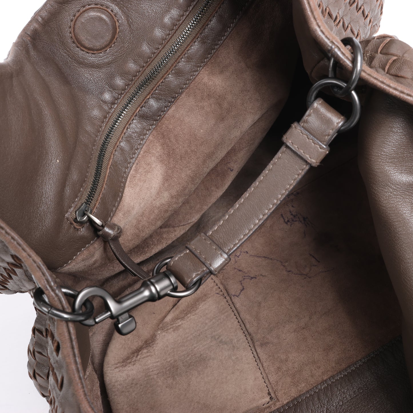 Bottega Veneta Intrecciato Campana Leder Umhängetasche in Braun