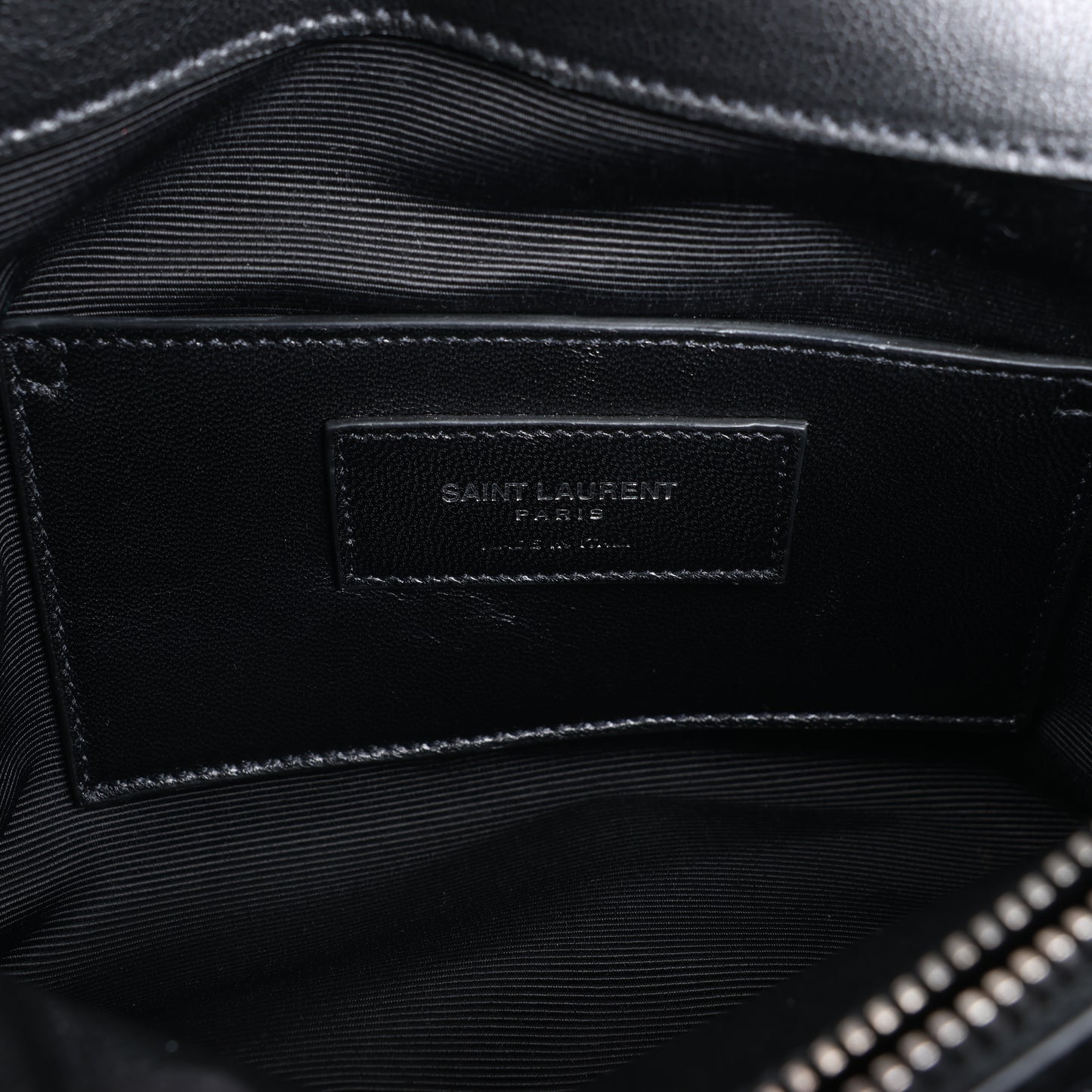 Sac bandoulière chaîne en cuir Saint Laurent Paris College noir