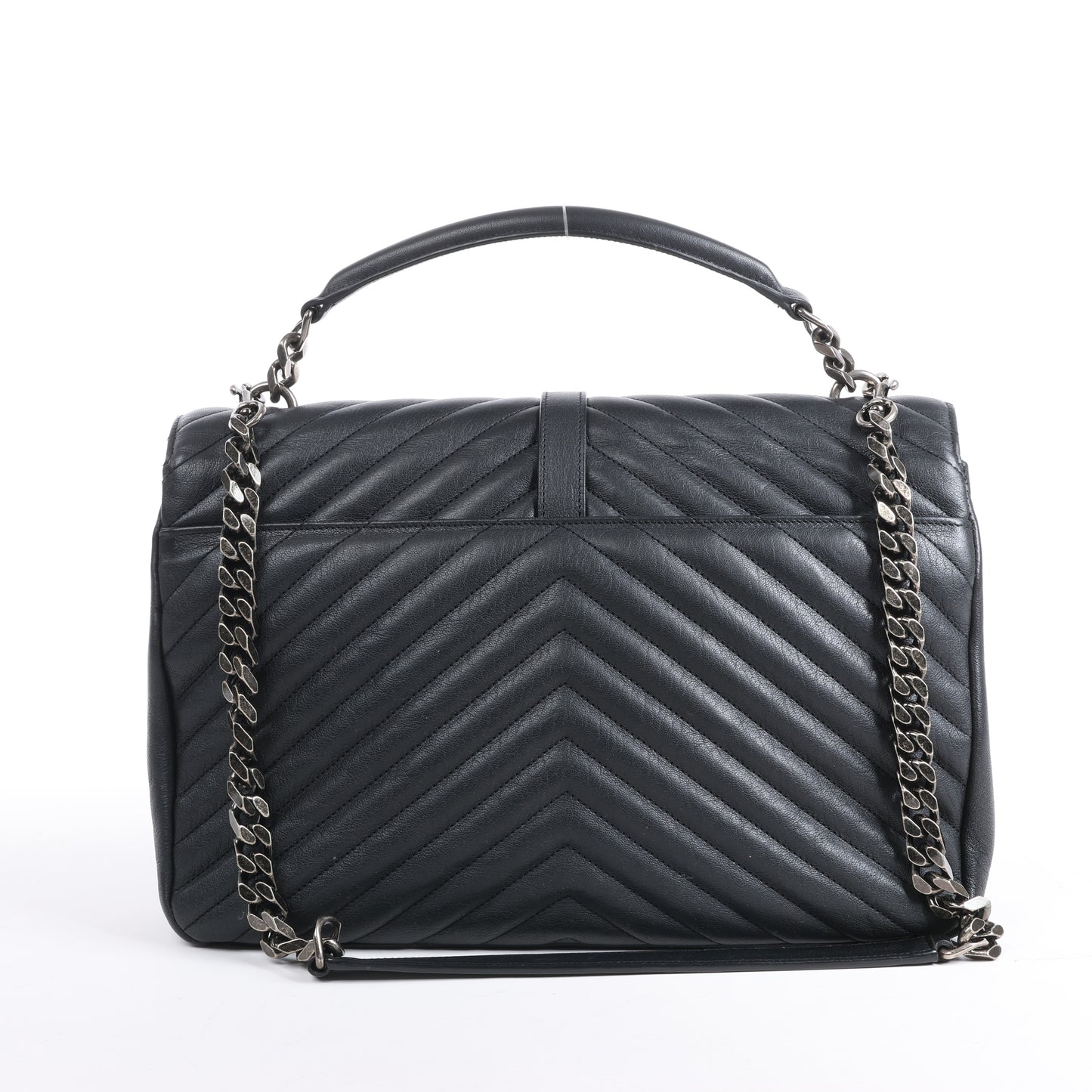 Sac bandoulière chaîne en cuir Saint Laurent Paris College noir