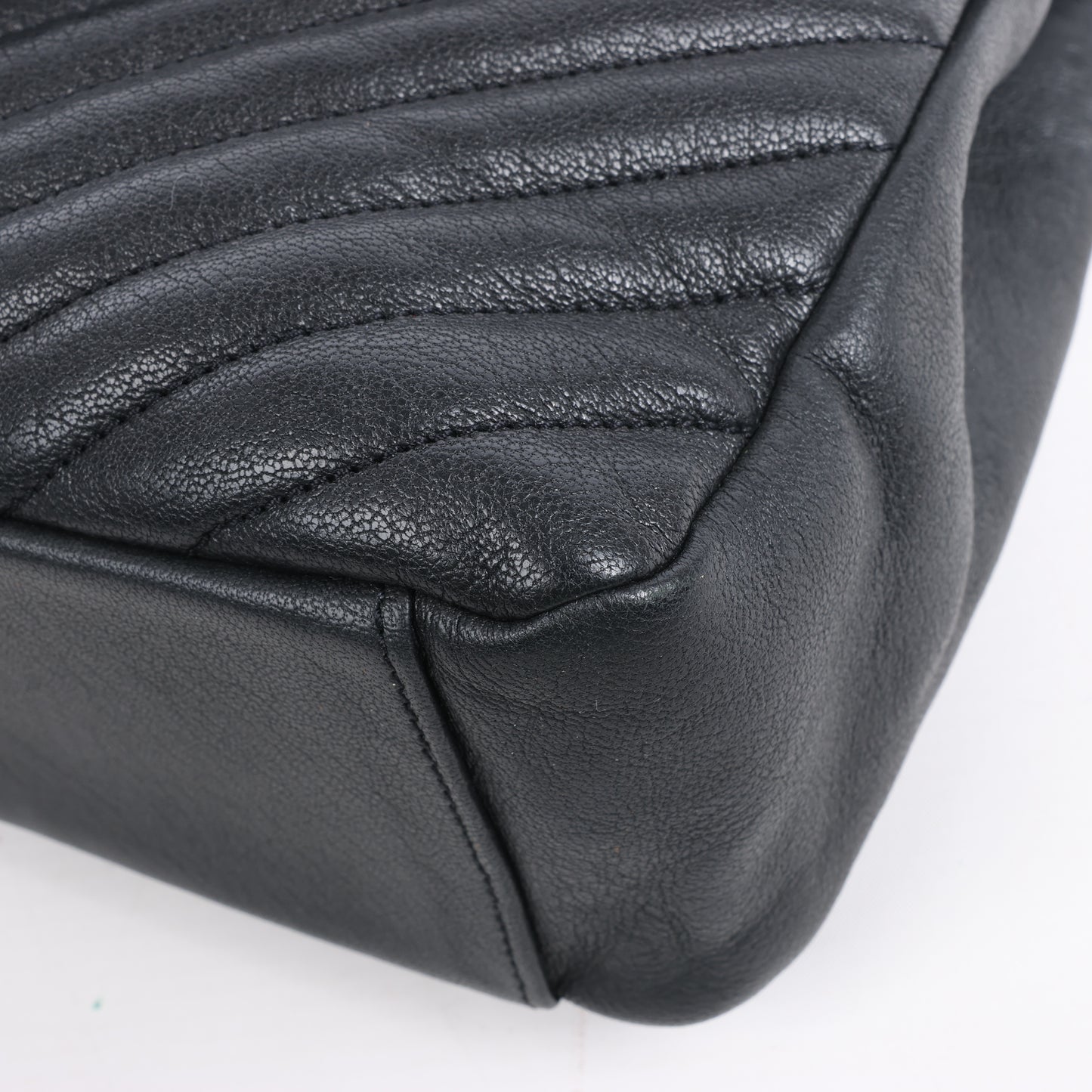 Sac bandoulière chaîne en cuir Saint Laurent Paris College noir