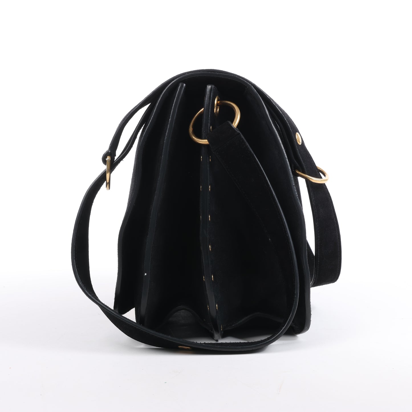 Sac à bandoulière Amalia en cuir et daim noir de Saint Laurent Paris