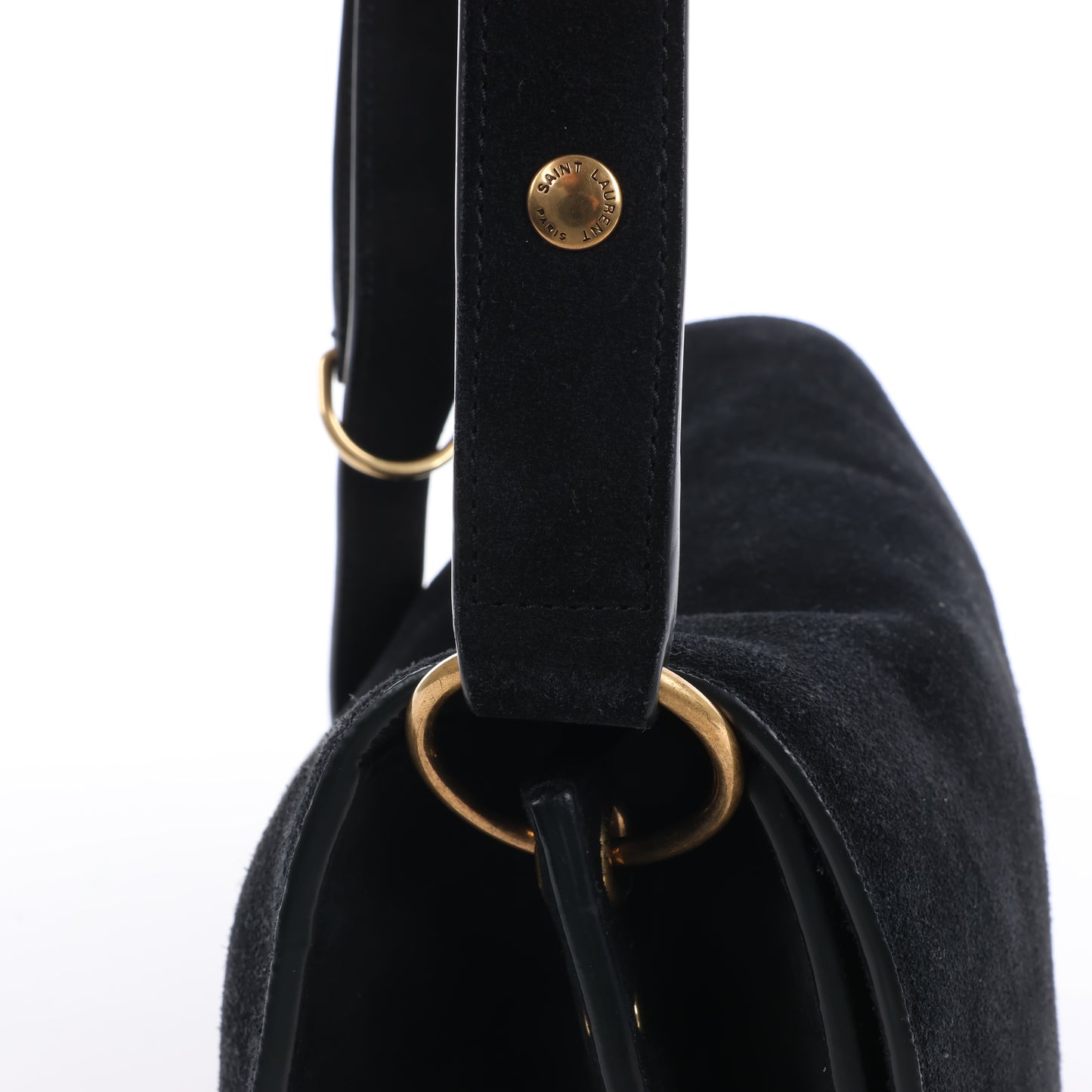 Sac à bandoulière Amalia en cuir et daim noir de Saint Laurent Paris
