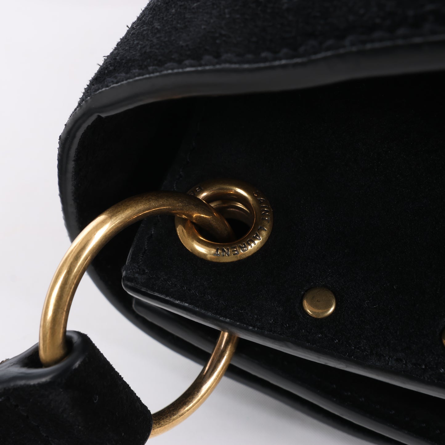 Sac à bandoulière Amalia en cuir et daim noir de Saint Laurent Paris
