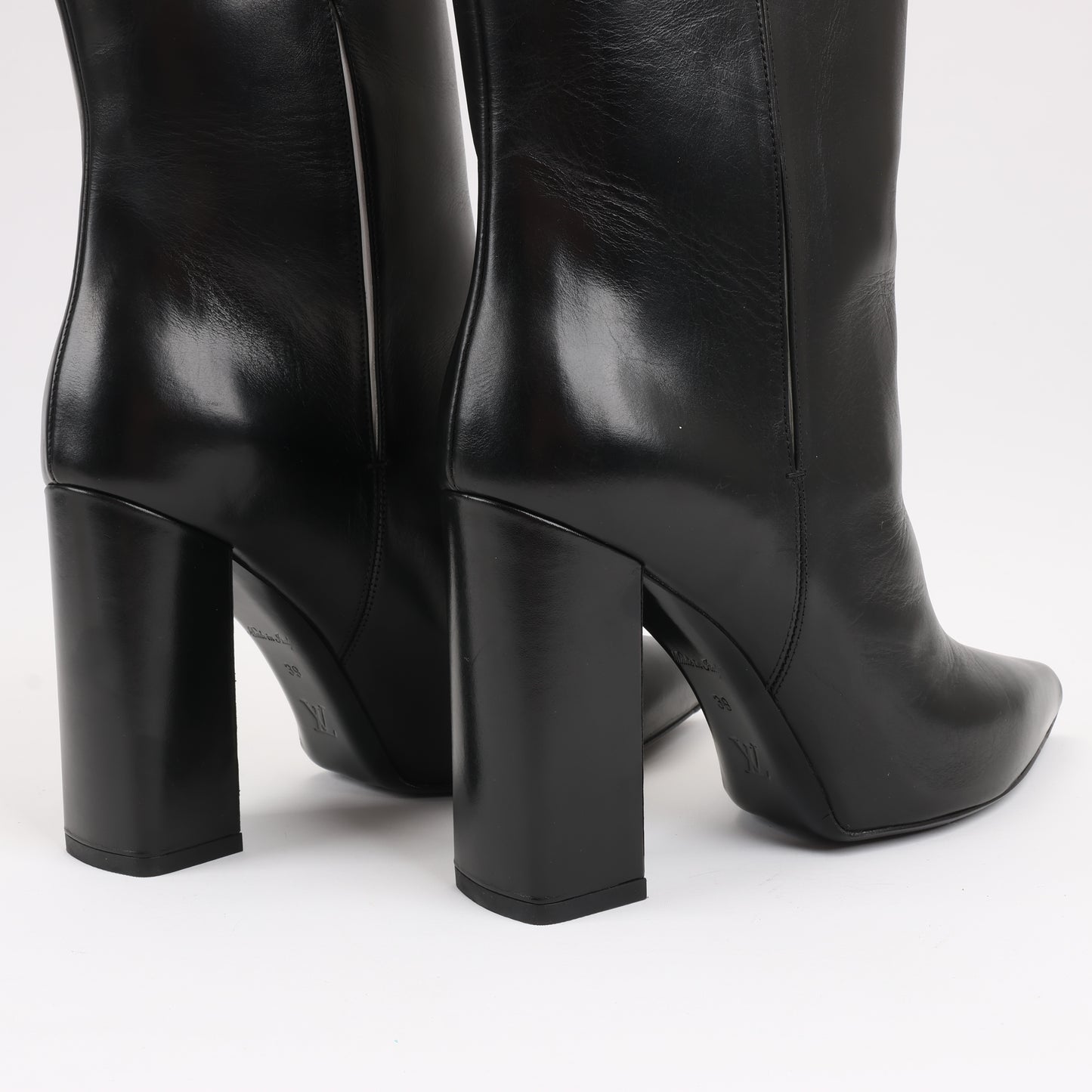 Louis Vuitton Match Making Line 17 Jahre Kurze Lederstiefel in Schwarz BR0177, Größe 39 EU