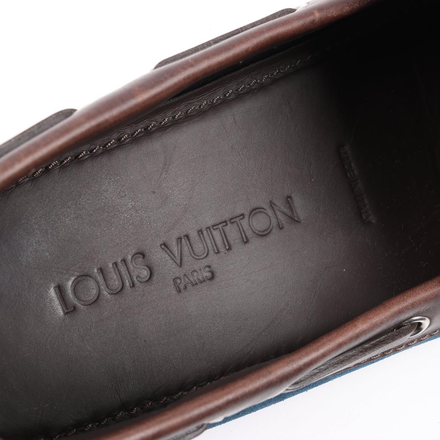 Louis Vuitton 14 Jahre Wildleder-Loafer in Marineblau x Braun, Größe 43 EU, ND0114