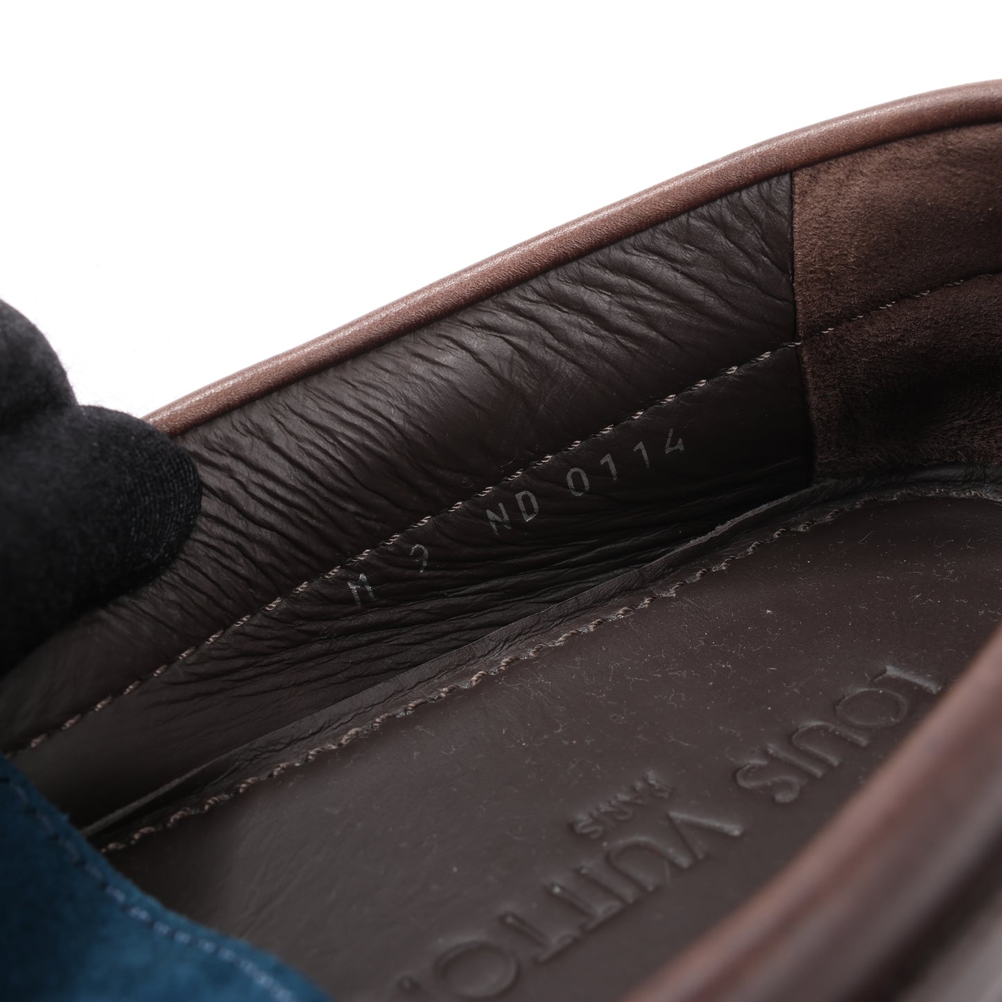 Louis Vuitton 14 Jahre Wildleder-Loafer in Marineblau x Braun, Größe 43 EU, ND0114