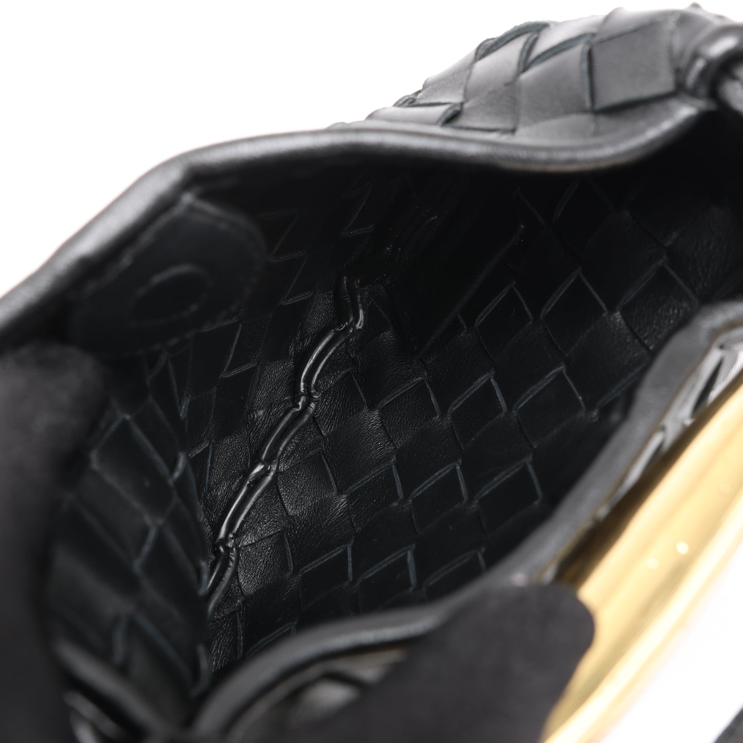 Bottega Veneta Intrecciato Sardines Leder Umhängetasche in Schwarz