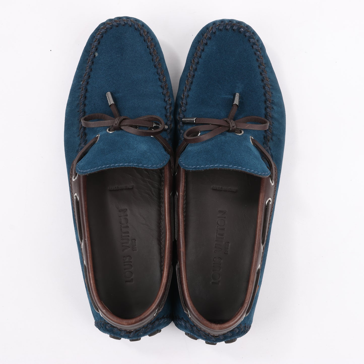 Louis Vuitton 14 Jahre Wildleder-Loafer in Marineblau x Braun, Größe 43 EU, ND0114