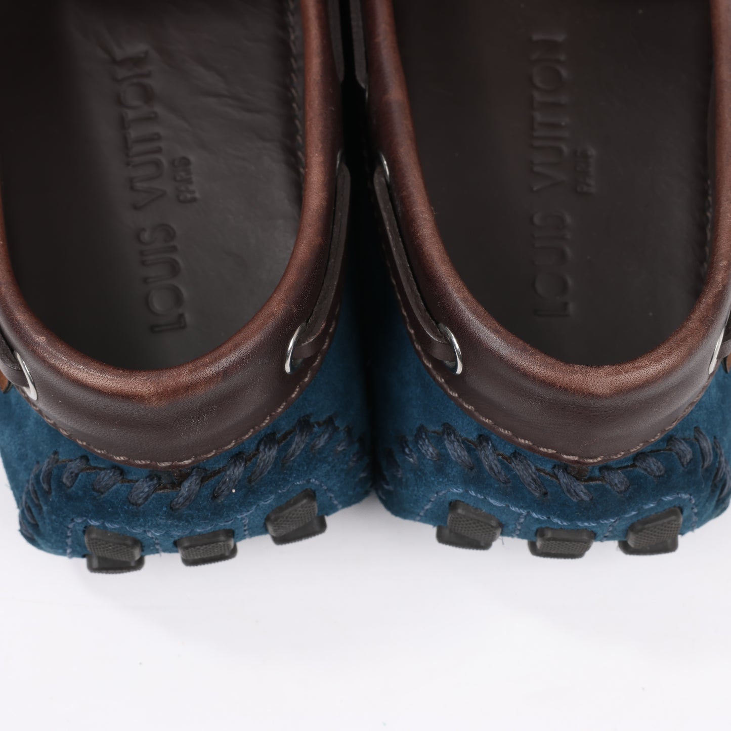 Louis Vuitton 14 Jahre Wildleder-Loafer in Marineblau x Braun, Größe 43 EU, ND0114