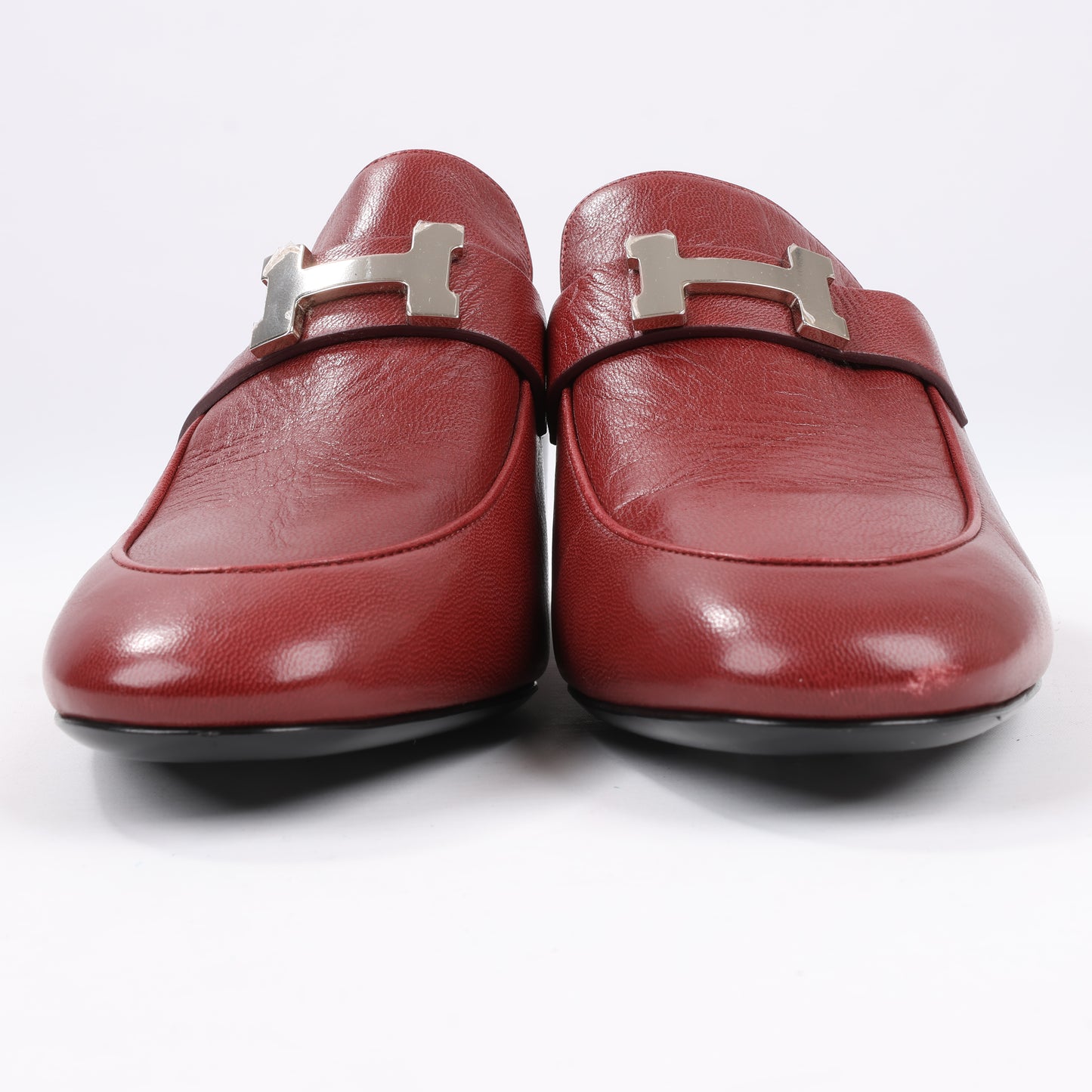 Hermes Paradis Leder Pantolette Constance in Burgund, Größe 37,5 EU