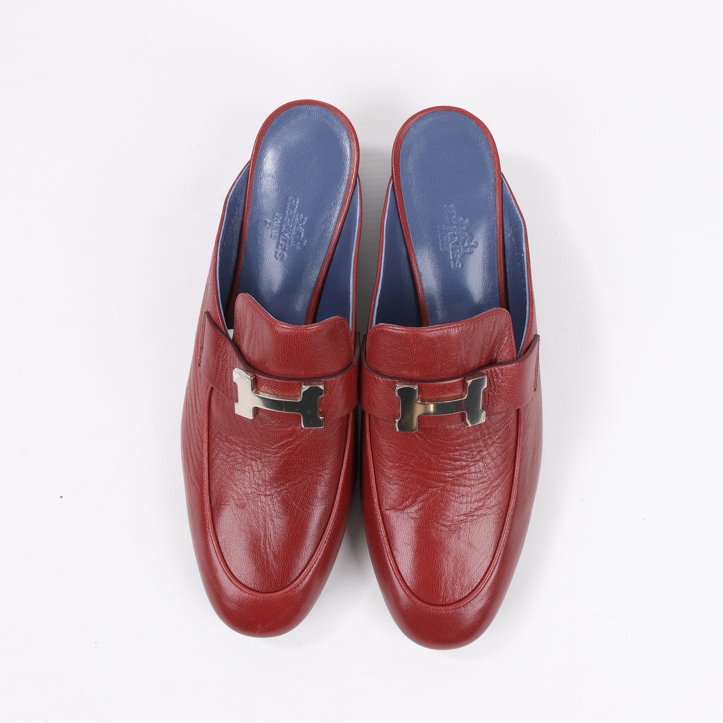 Hermes Paradis Leder Pantolette Constance in Burgund, Größe 37,5 EU