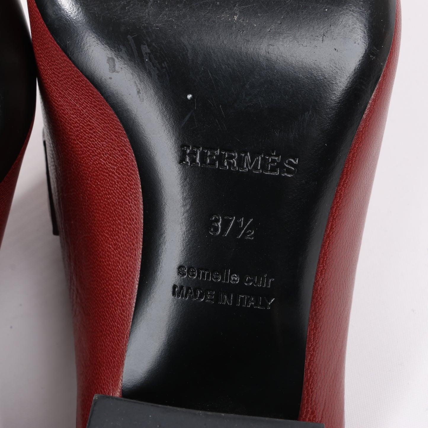 Hermes Paradis Leder Pantolette Constance in Burgund, Größe 37,5 EU