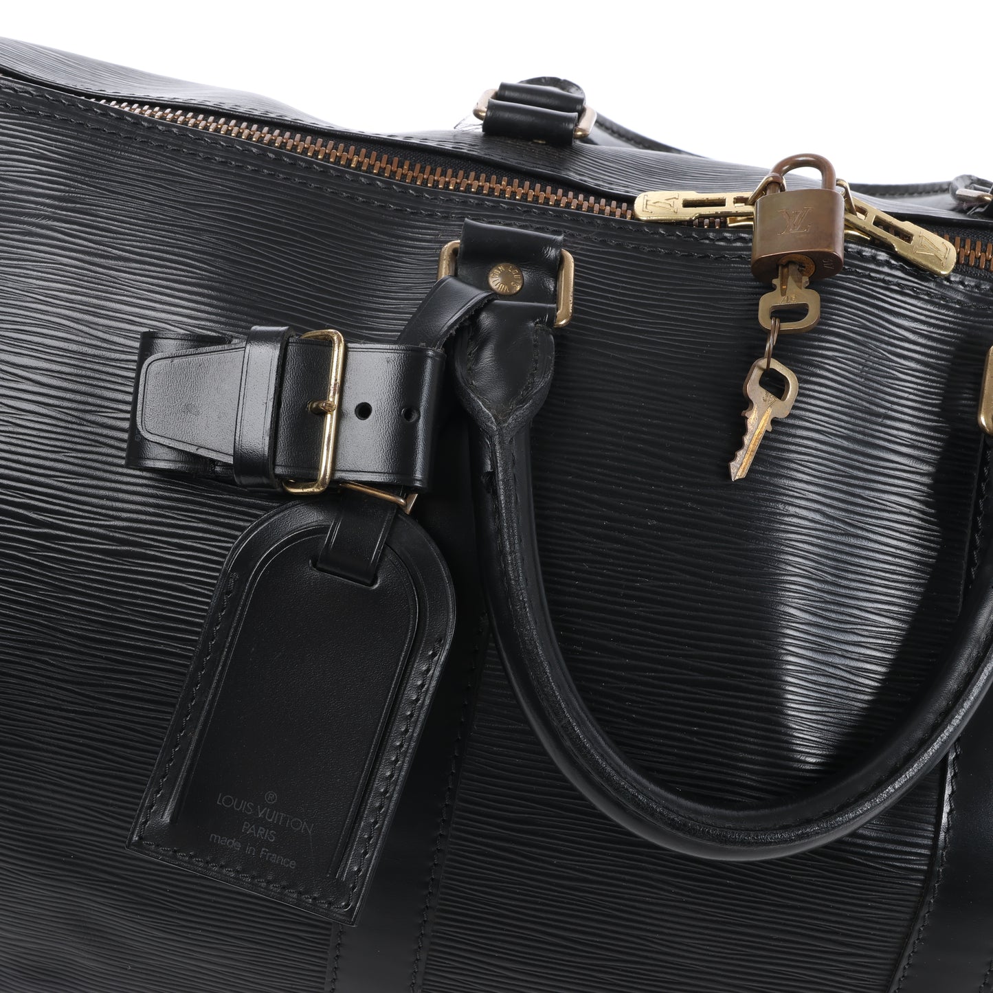 Louis Vuitton Epi Leder Keepall 50 Reisetasche in Schwarz M42962